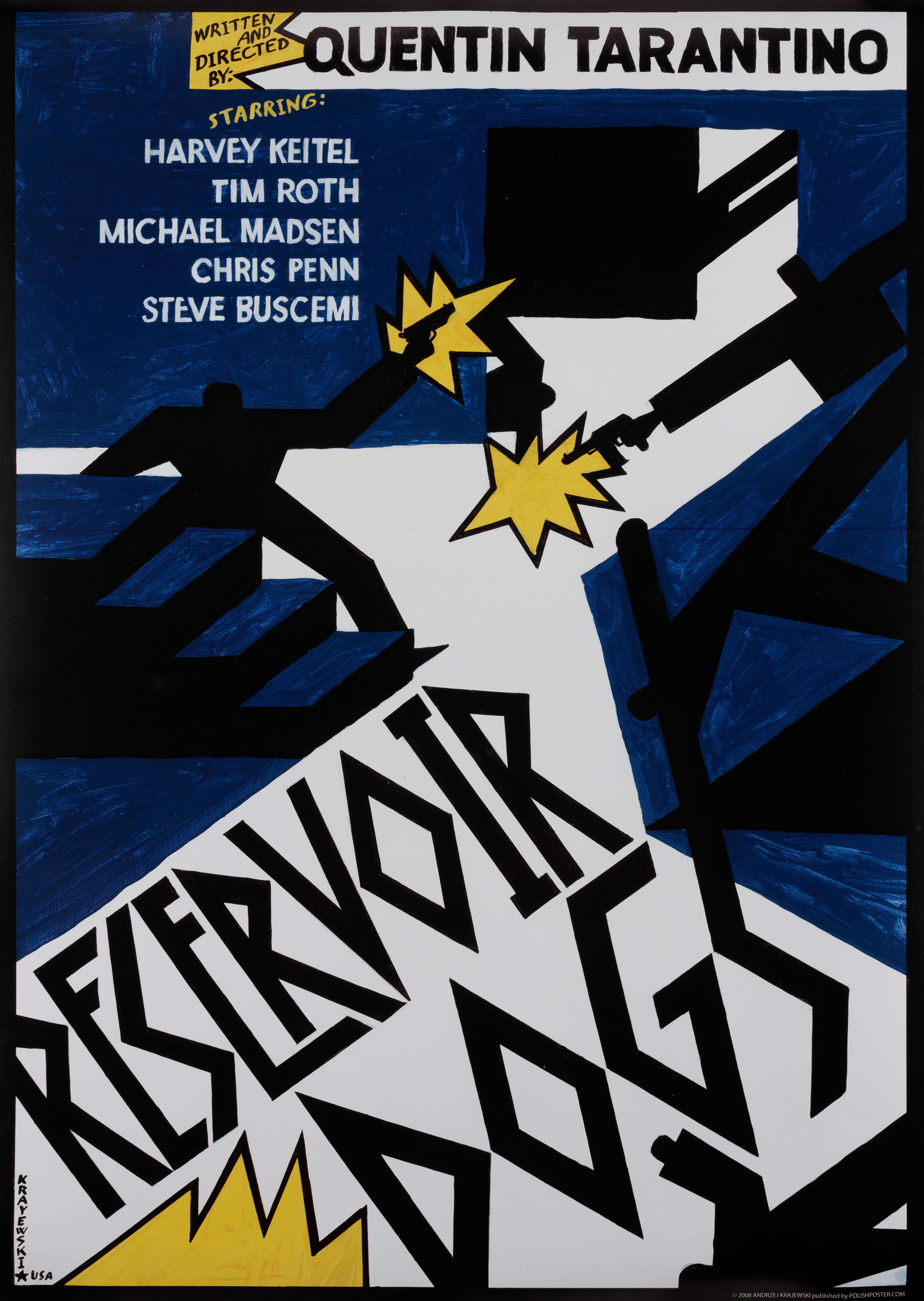 Бешеные псы (Reservoir Dogs, 1992), режиссёр Квентин Тарантино, польский постер к фильму, автор Анджей Краевский, 1992 год