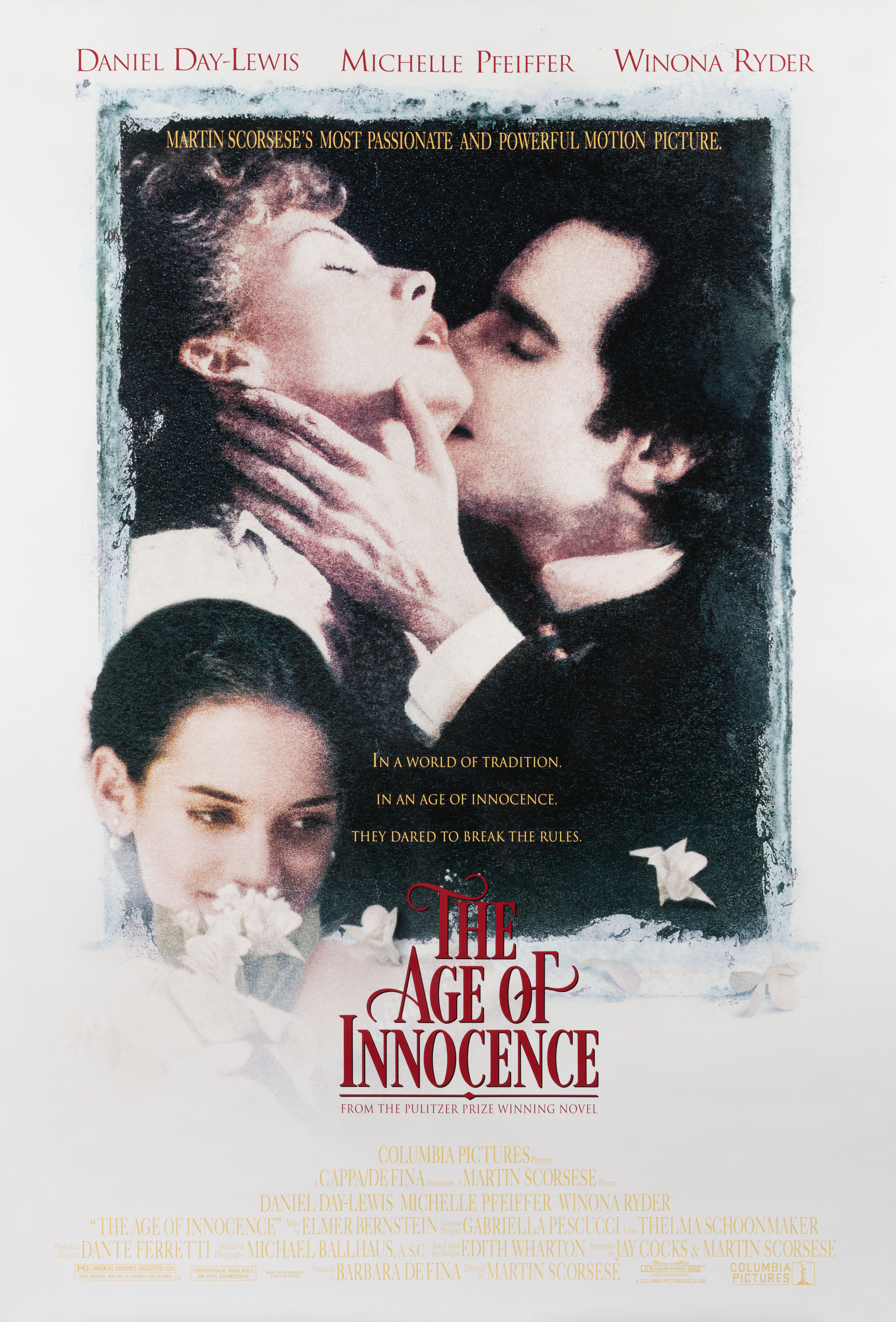 Эпоха невинности (The Age of Innocence, 1993), режиссёр Мартин Скорсезе, американский постер к фильму, 1993 год