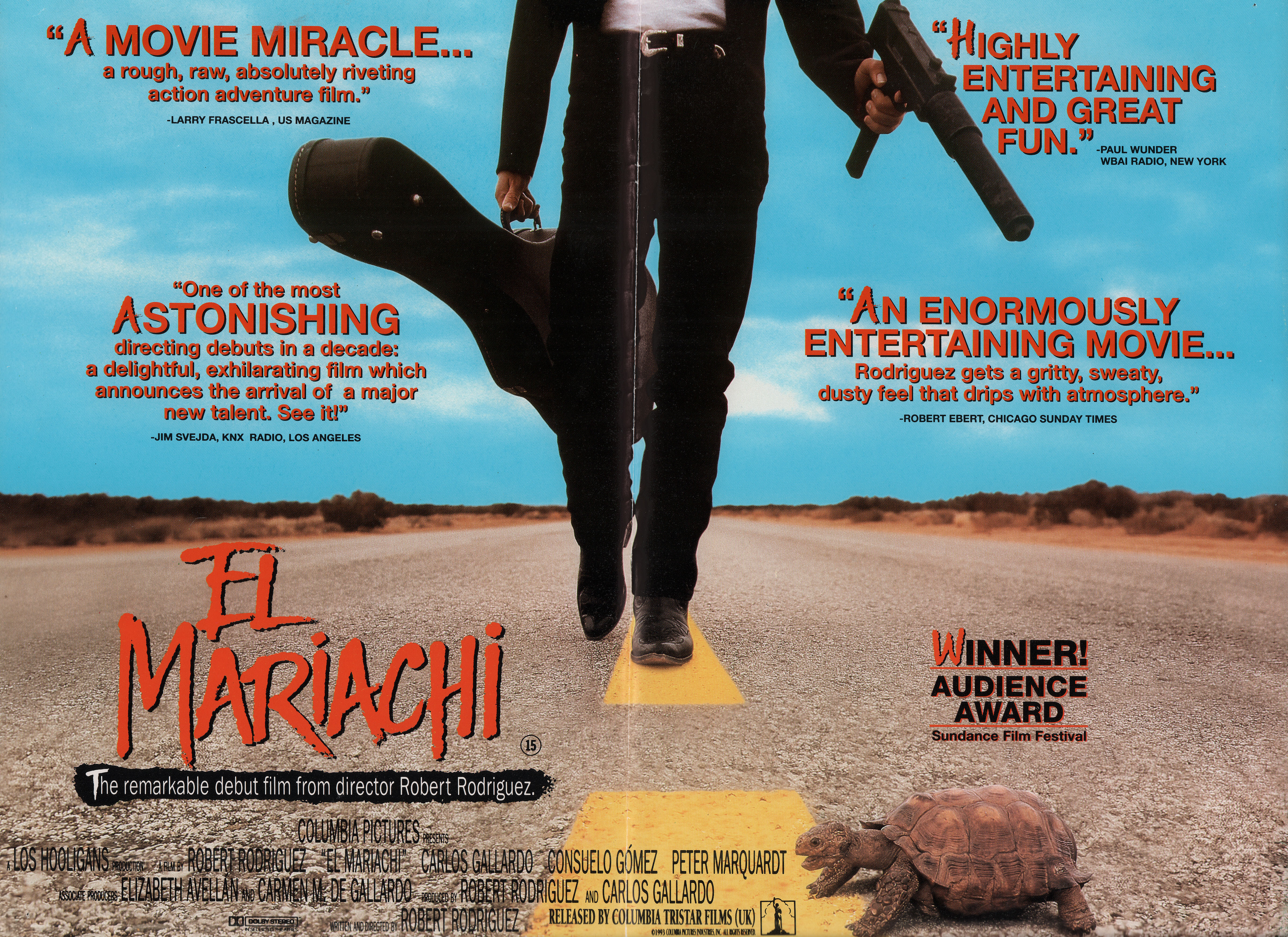 Музыкант (El mariachi, 1992), режиссёр Роберт Родригес, британский постер к фильму, 1993 год
