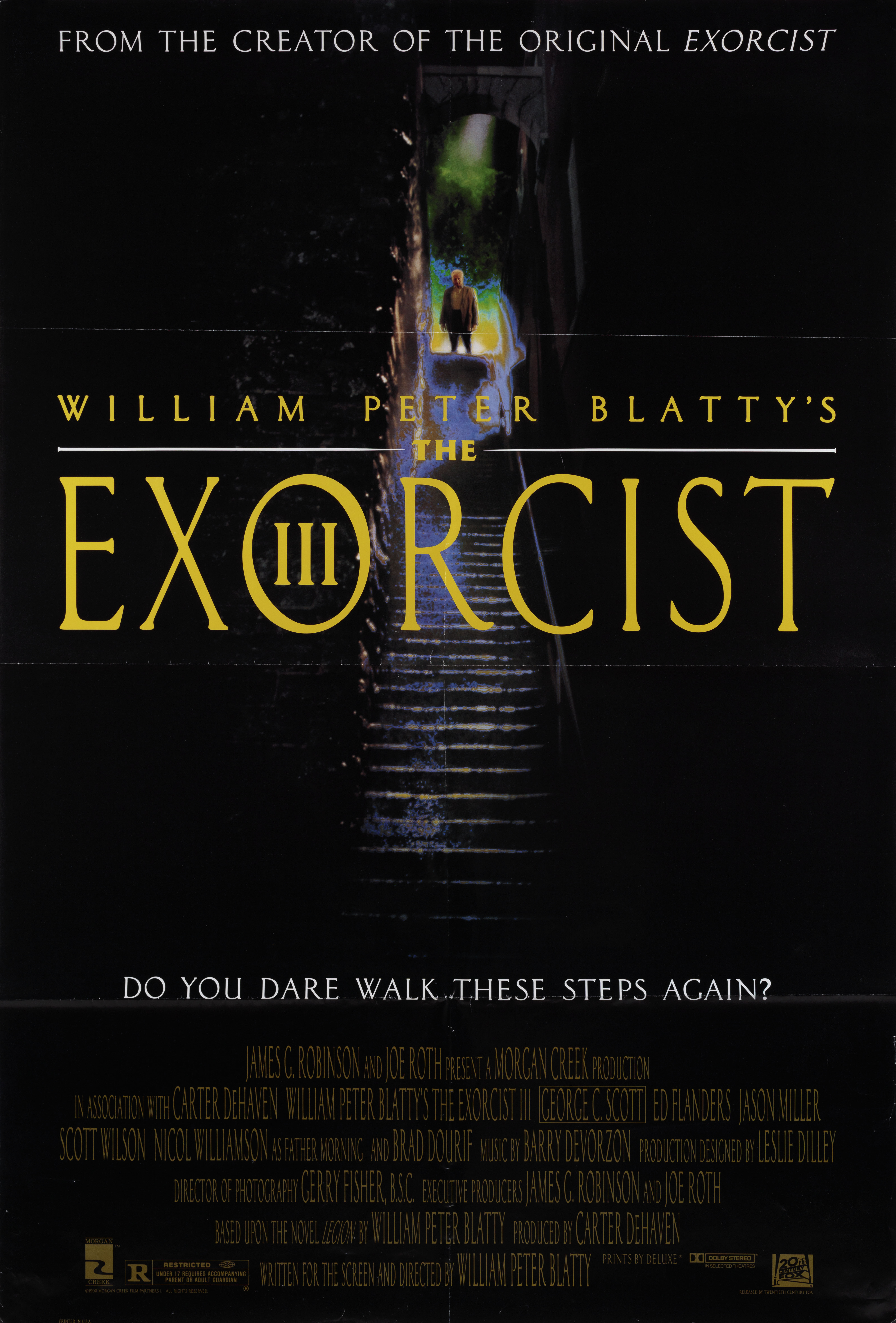 Изгоняющий дьявола III (The Exorcist III, 1990), режиссёр Уильям Питер Блэтти, американский постер к фильму, 1990 год