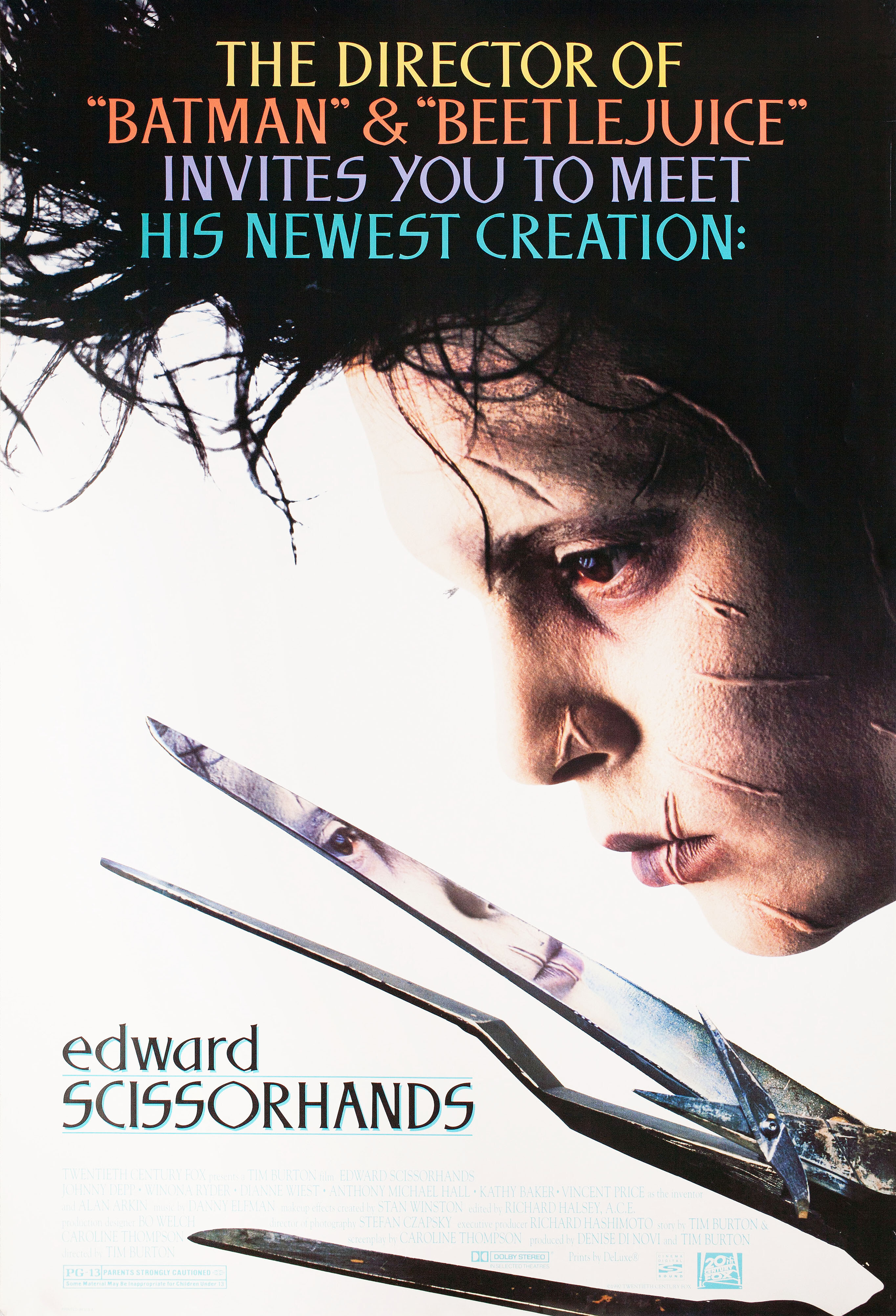 Эдвард руки-ножницы (Edward Scissorhands, 1990), режиссёр Тим Бертон, американский постер к фильму