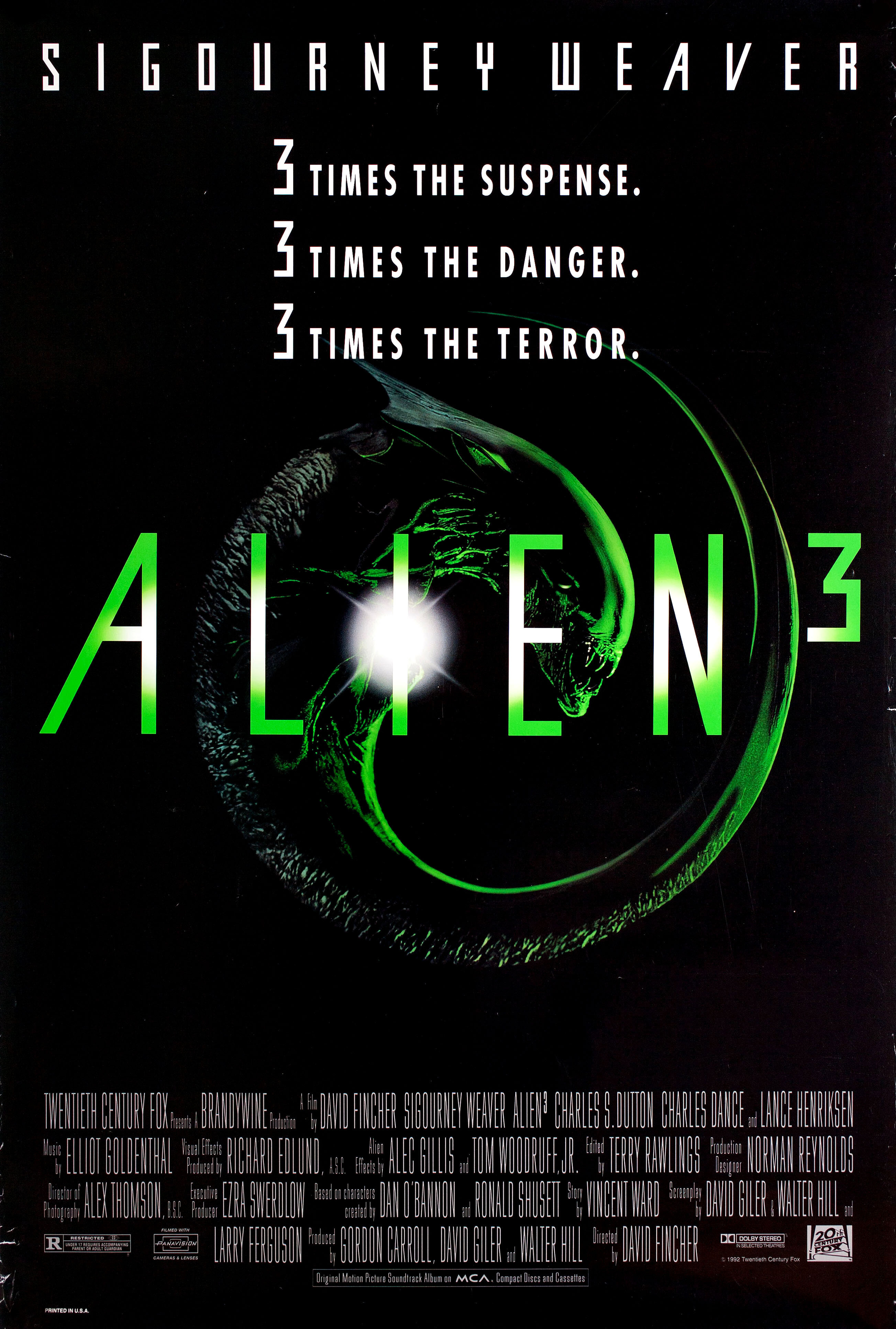 Чужой 3 (Alien 3, 1992), режиссёр Дэвид Финчер, американский постер к фильму