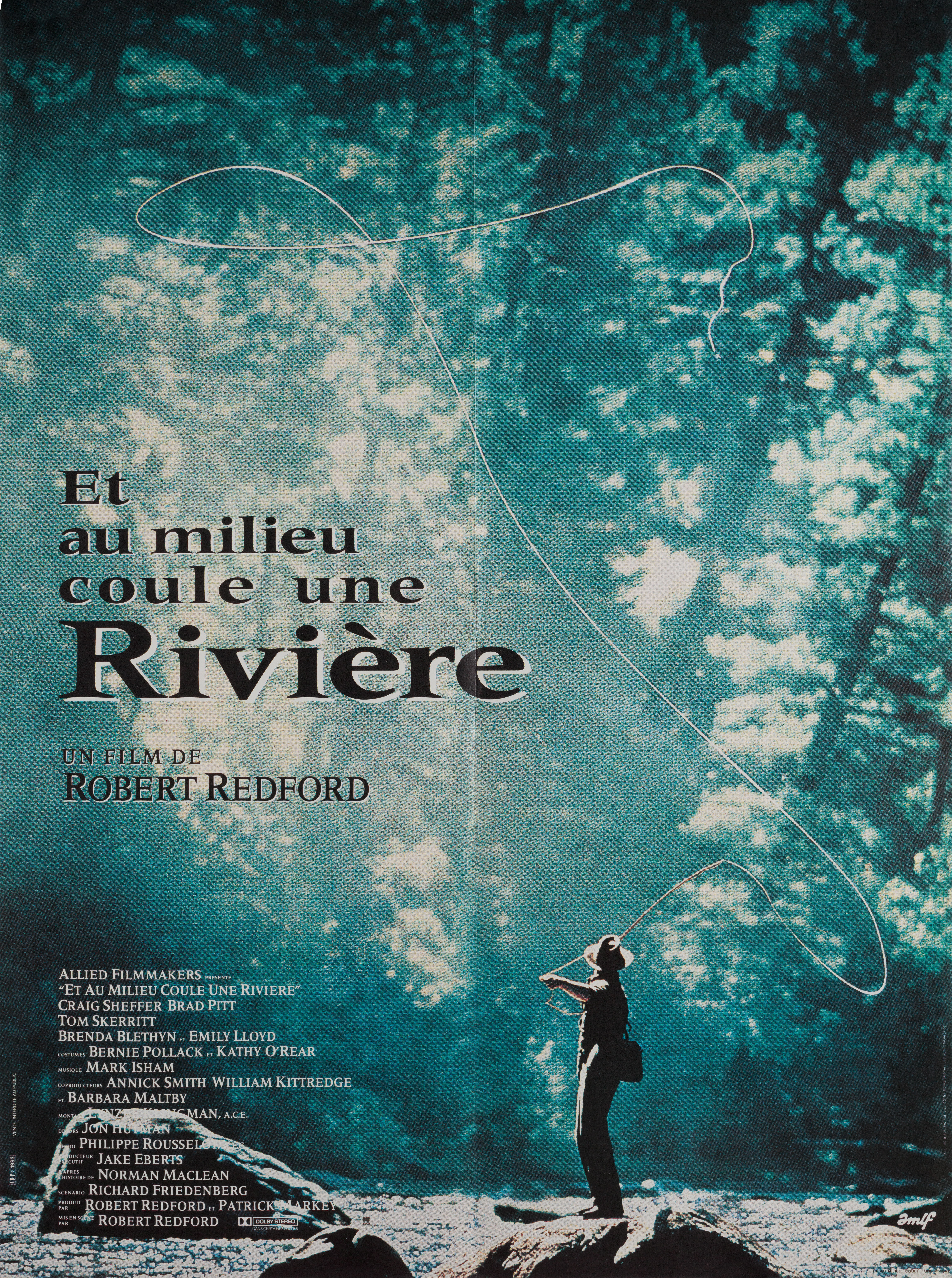 Там, где течет река (A River Runs Through It, 1992), режиссёр Роберт Редфорд, французский постер к фильму, 1993 год
