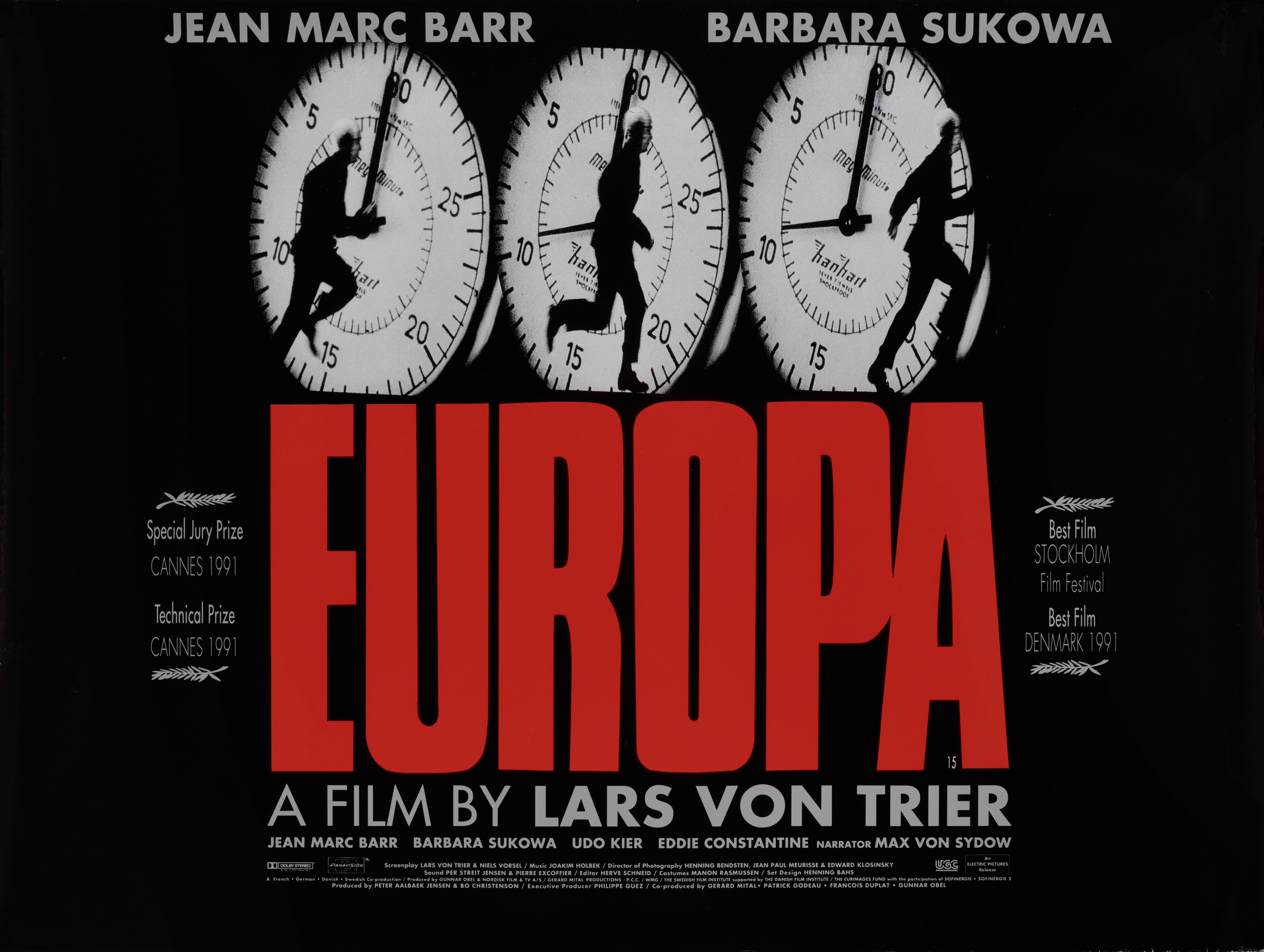 Европа (Zentropa, 1991), режиссёр Ларс фон Триер, британский постер к фильму, 1991 год