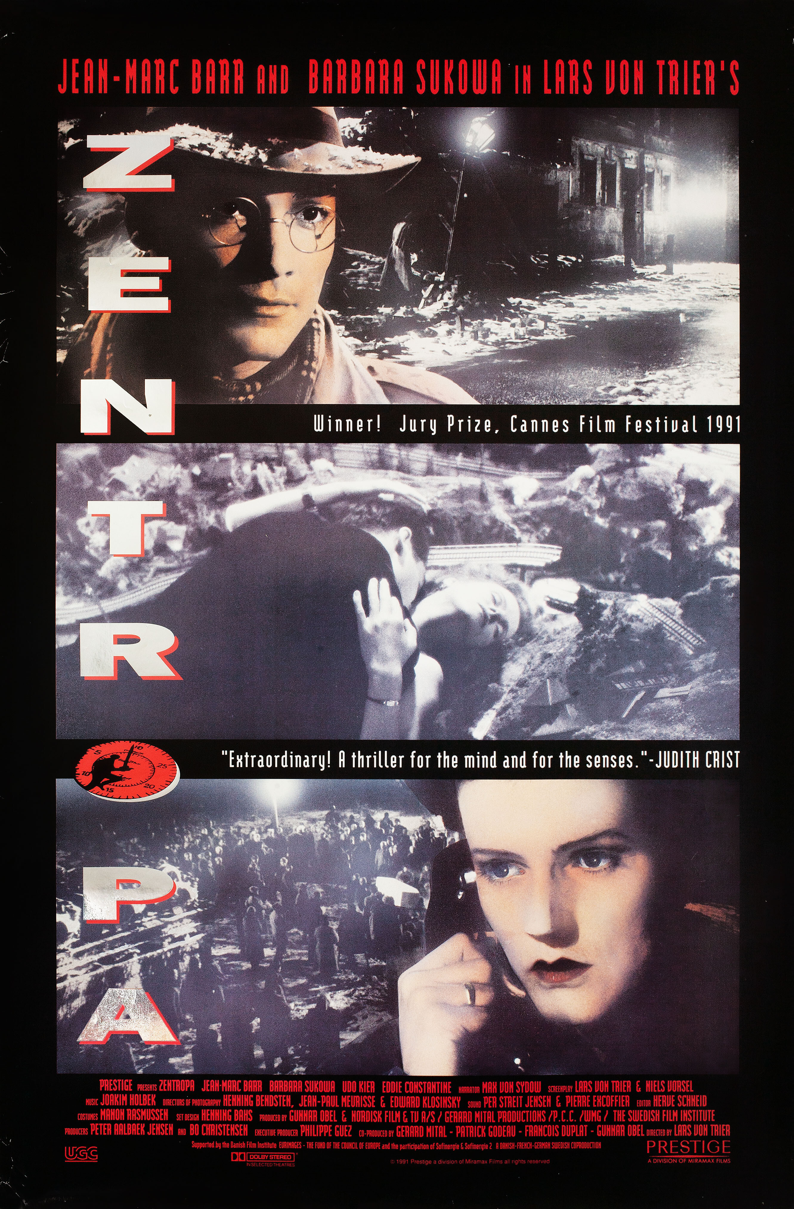 Европа (Zentropa, 1991), режиссёр Ларс фон Триер, американский постер к фильму, 1991 год