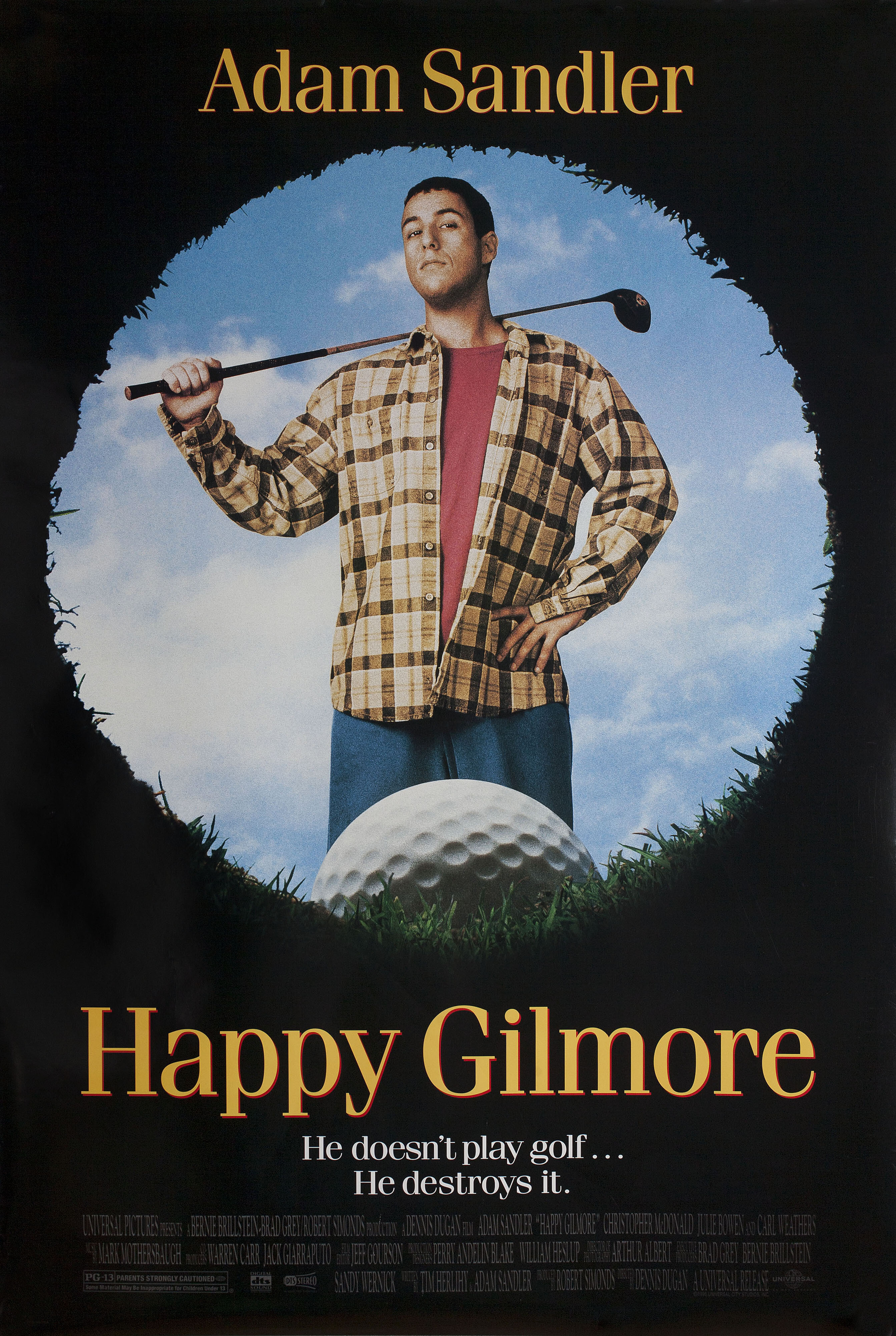 Счастливчик Гилмор (Happy Gilmore, 1996), режиссёр Деннис Дуган, американский постер к фильму, 1996 год