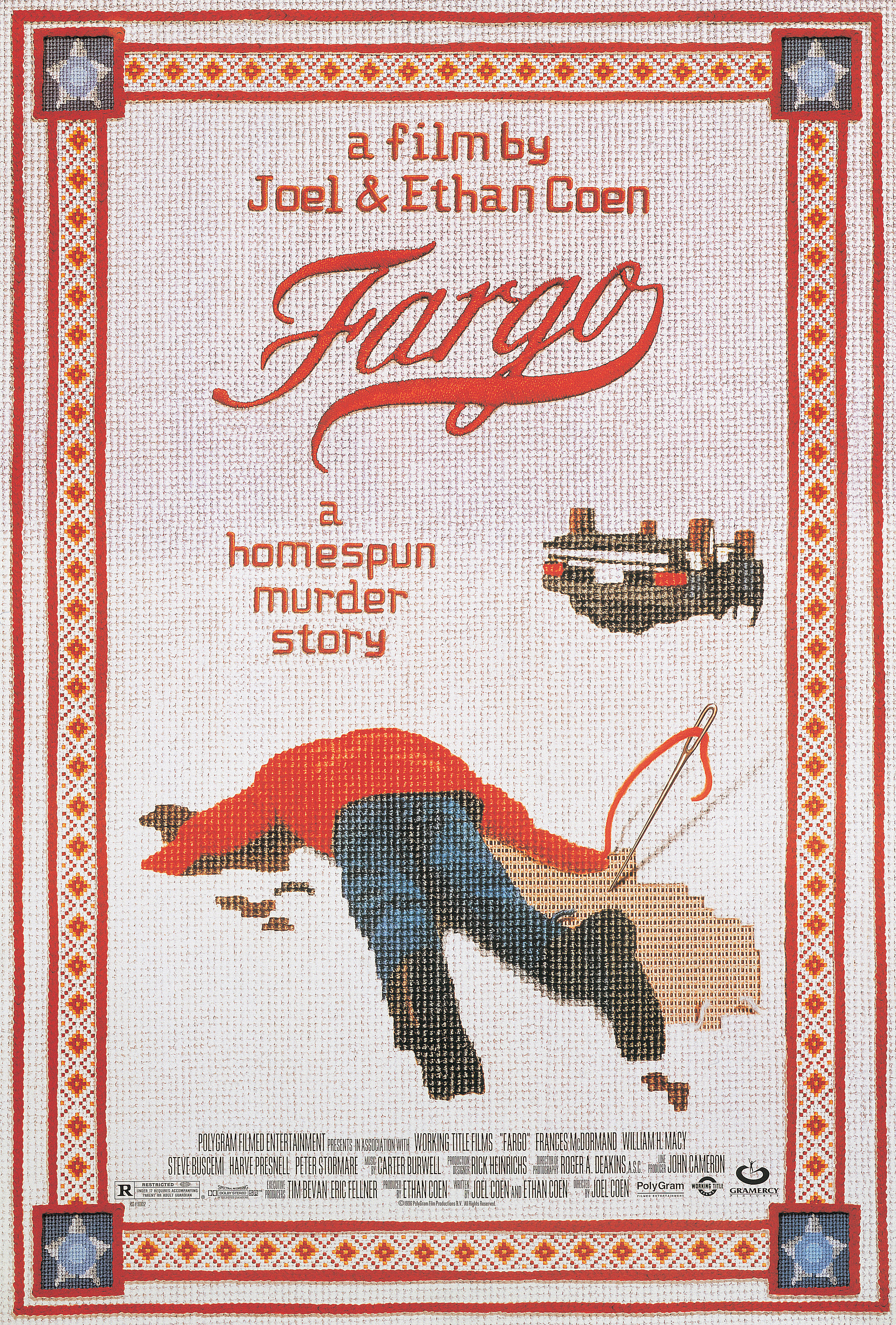 Фарго (Fargo, 1996), режиссёры братья Коэн, американский постер к фильму, 1996 год
