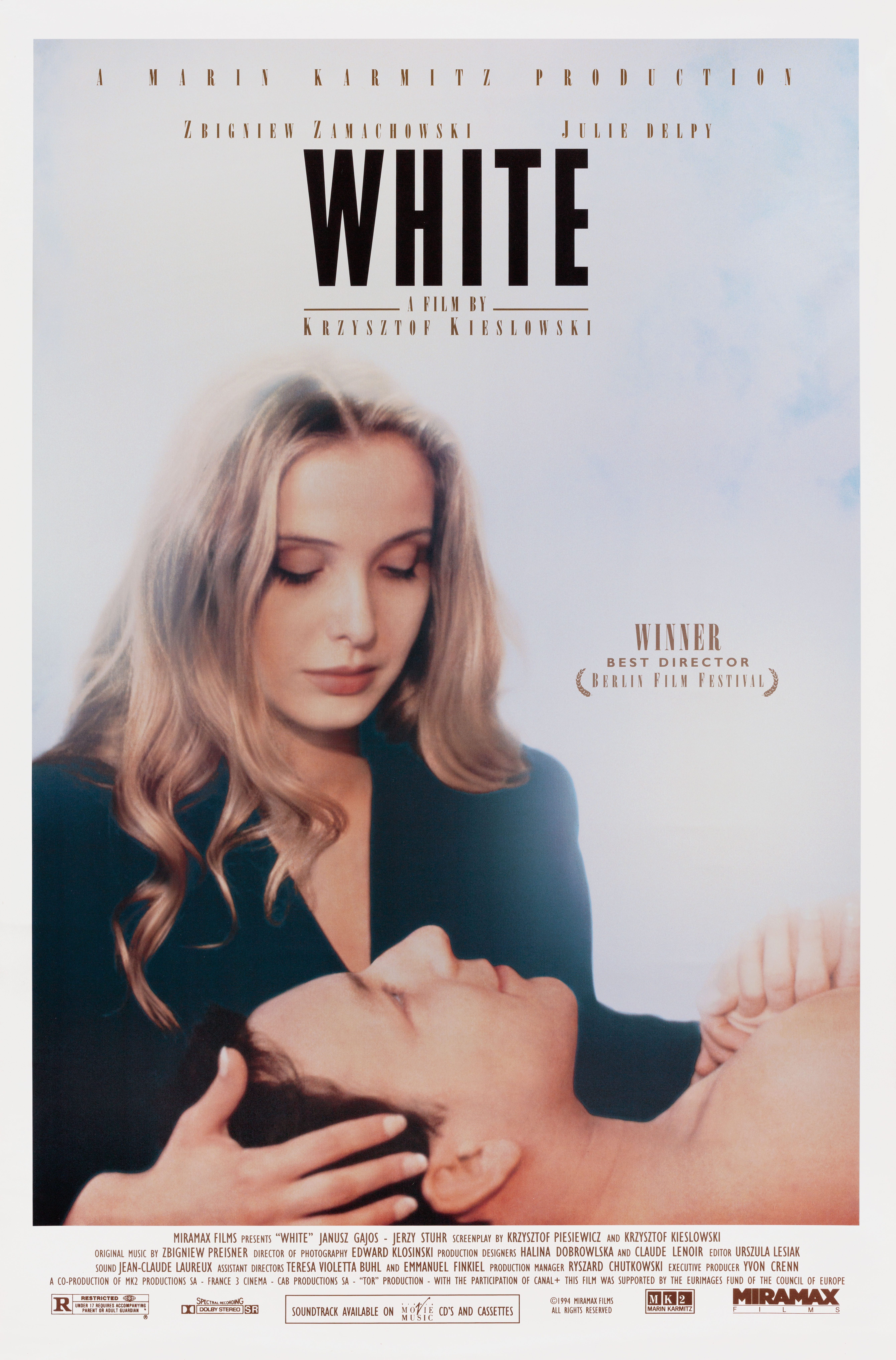 Три цвета: Белый (Three Colors White, 1994), режиссёр Кшиштоф Кесьлёвский, американский постер к фильму, 1994 год