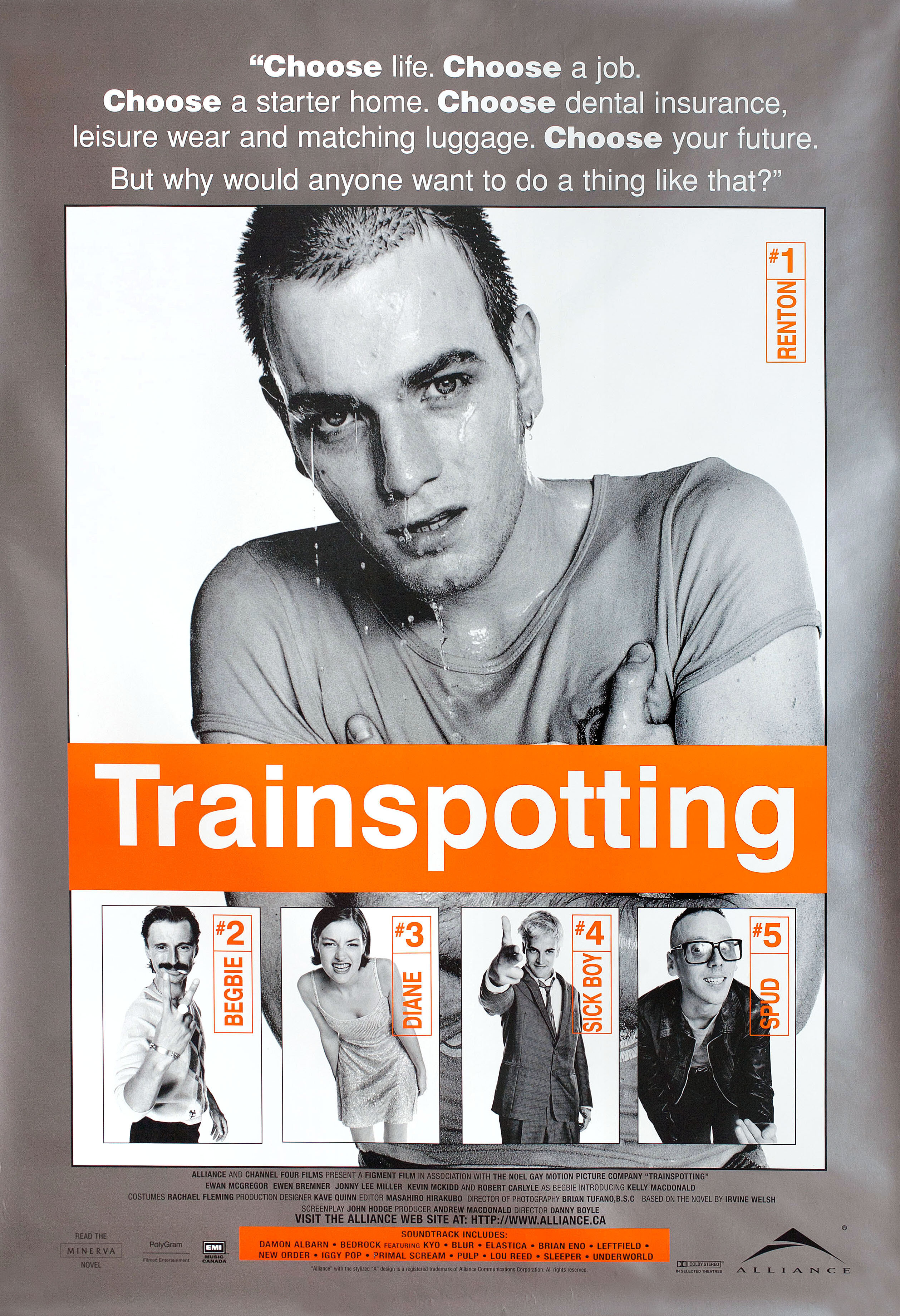 На игле (Trainspotting, 1996), режиссёр Дэнни Бойл, американский постер к фильму, 1995 год