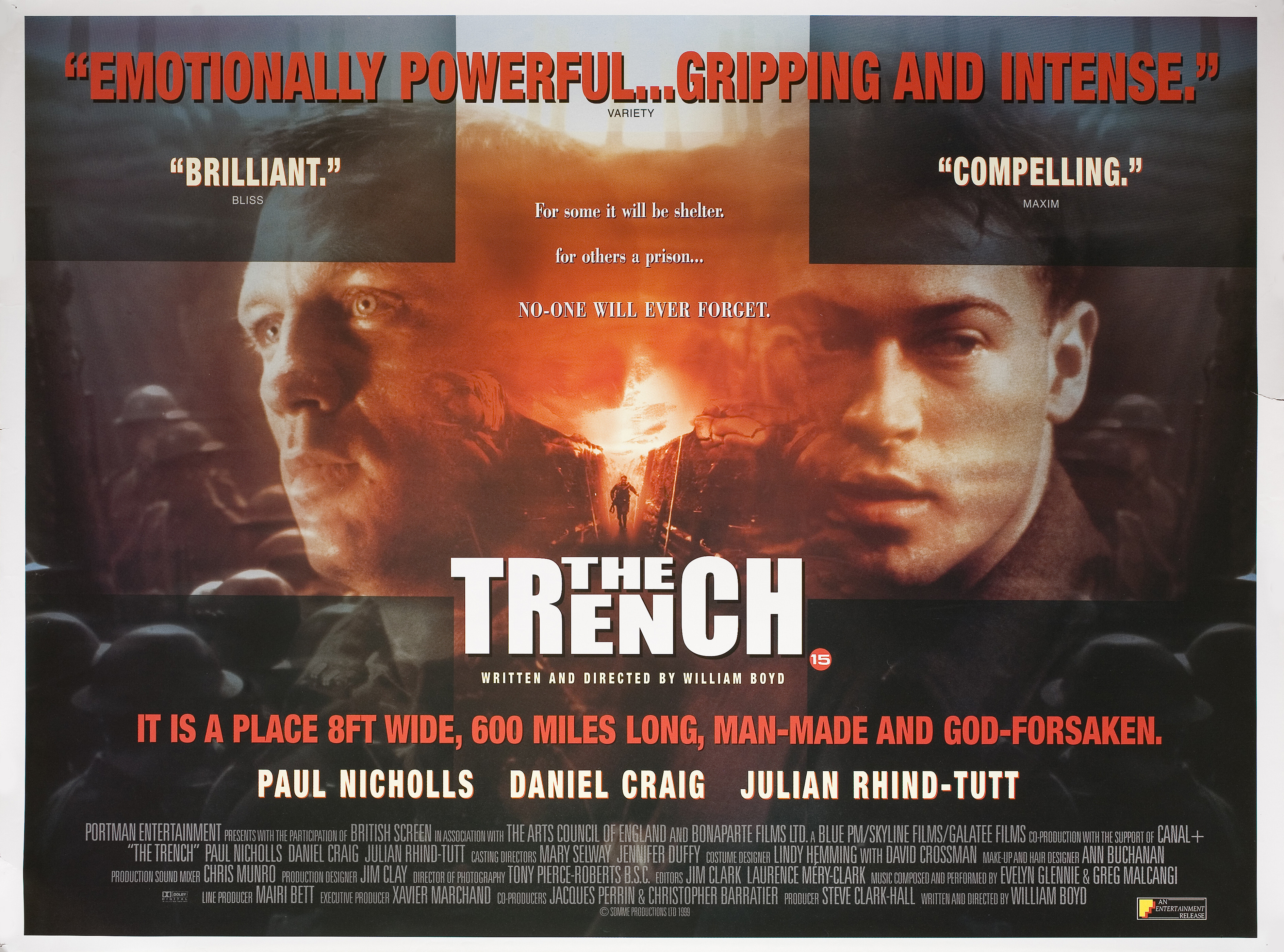 В июле 1916: Битва на Сомме (The Trench, 1999), режиссёр Уильям Бойд, британский постер к фильму, 1999 год