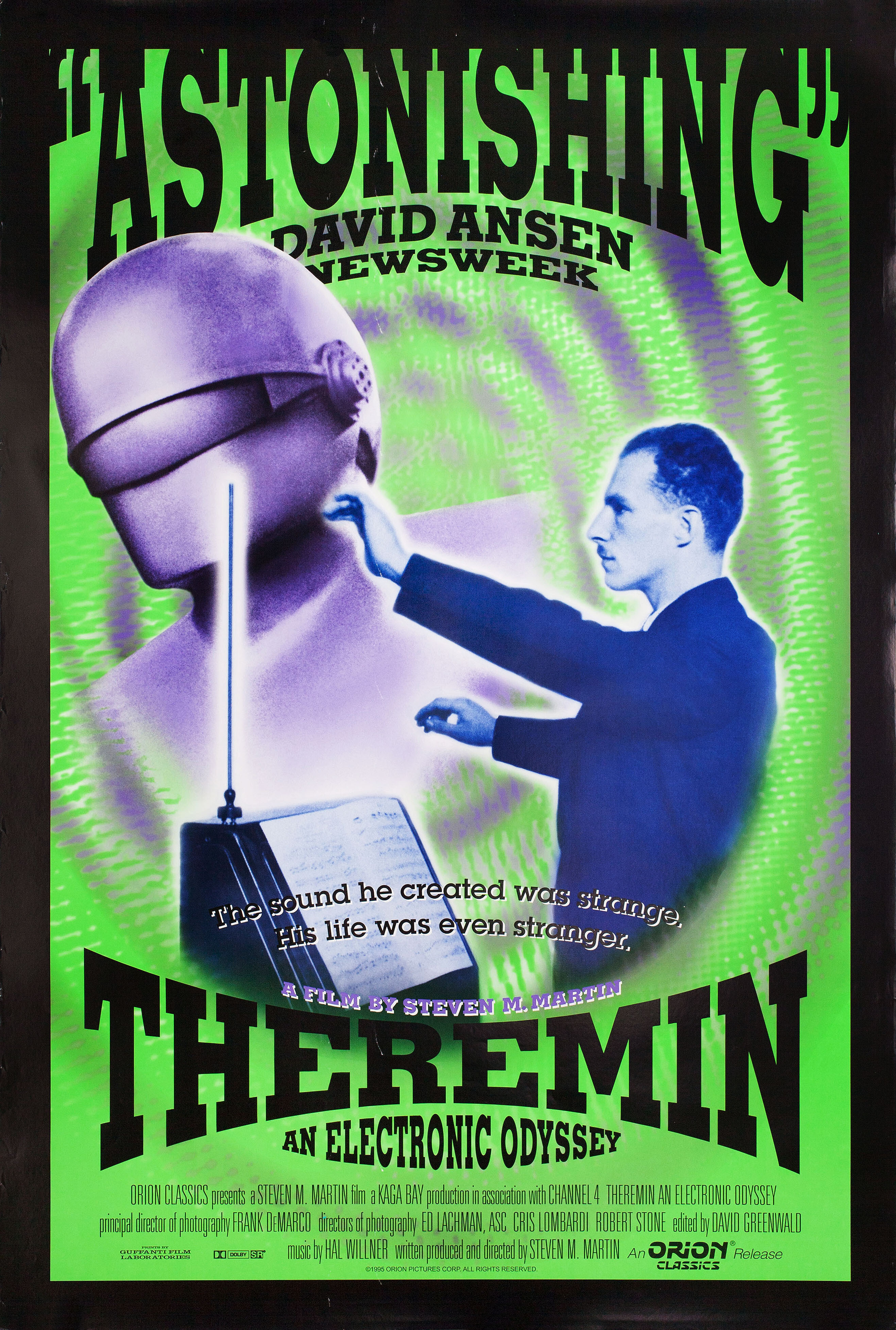 Лев Термен: Электронная одиссея (Theremin An Electronic Odyssey, 1994), режиссёр Стивен М. Мартин, американский постер к фильму, 1995 год