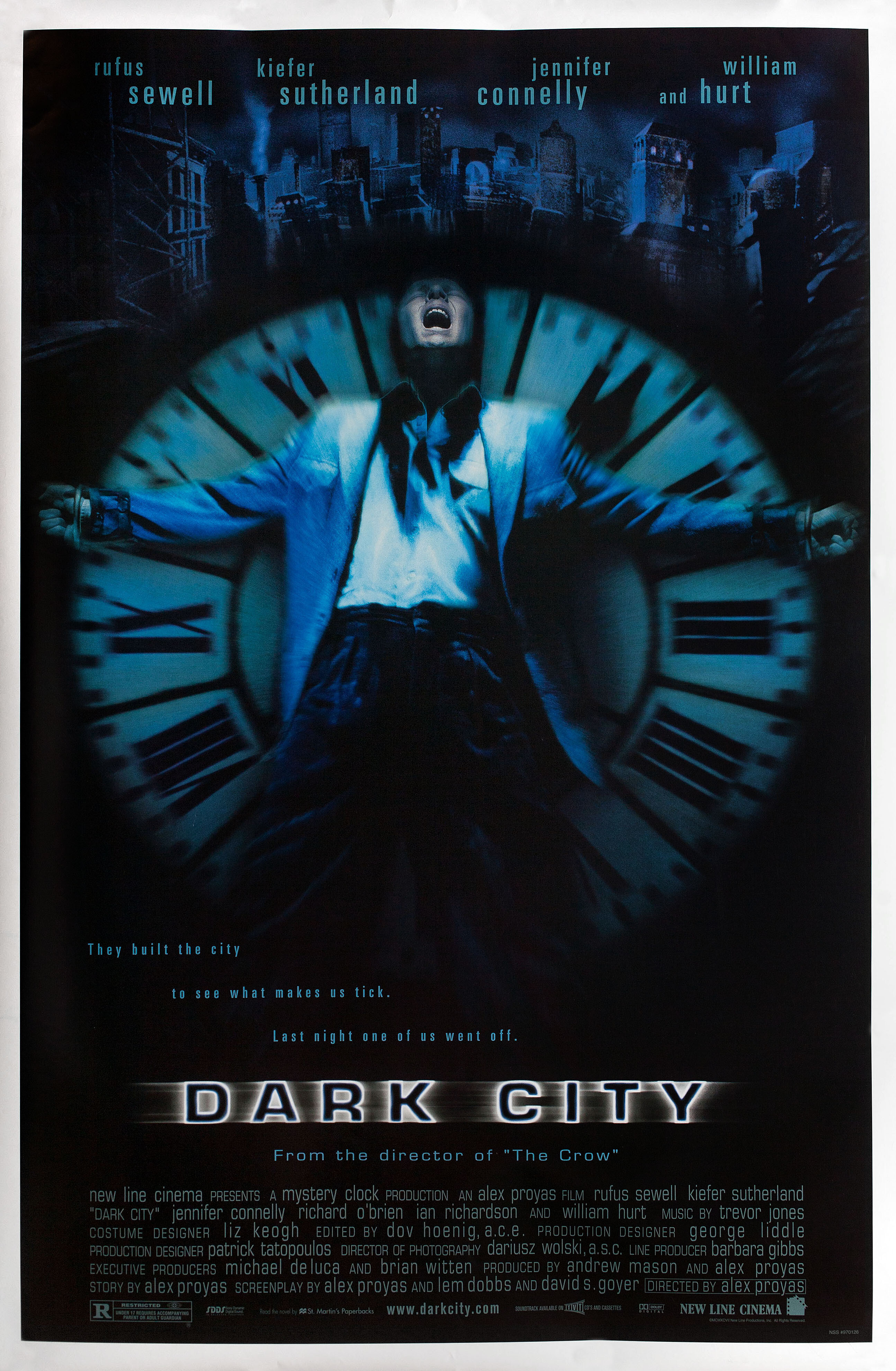Тёмный город (Dark City, 1998), режиссёр Алекс Пройас, американский постер к фильму, 1998 год