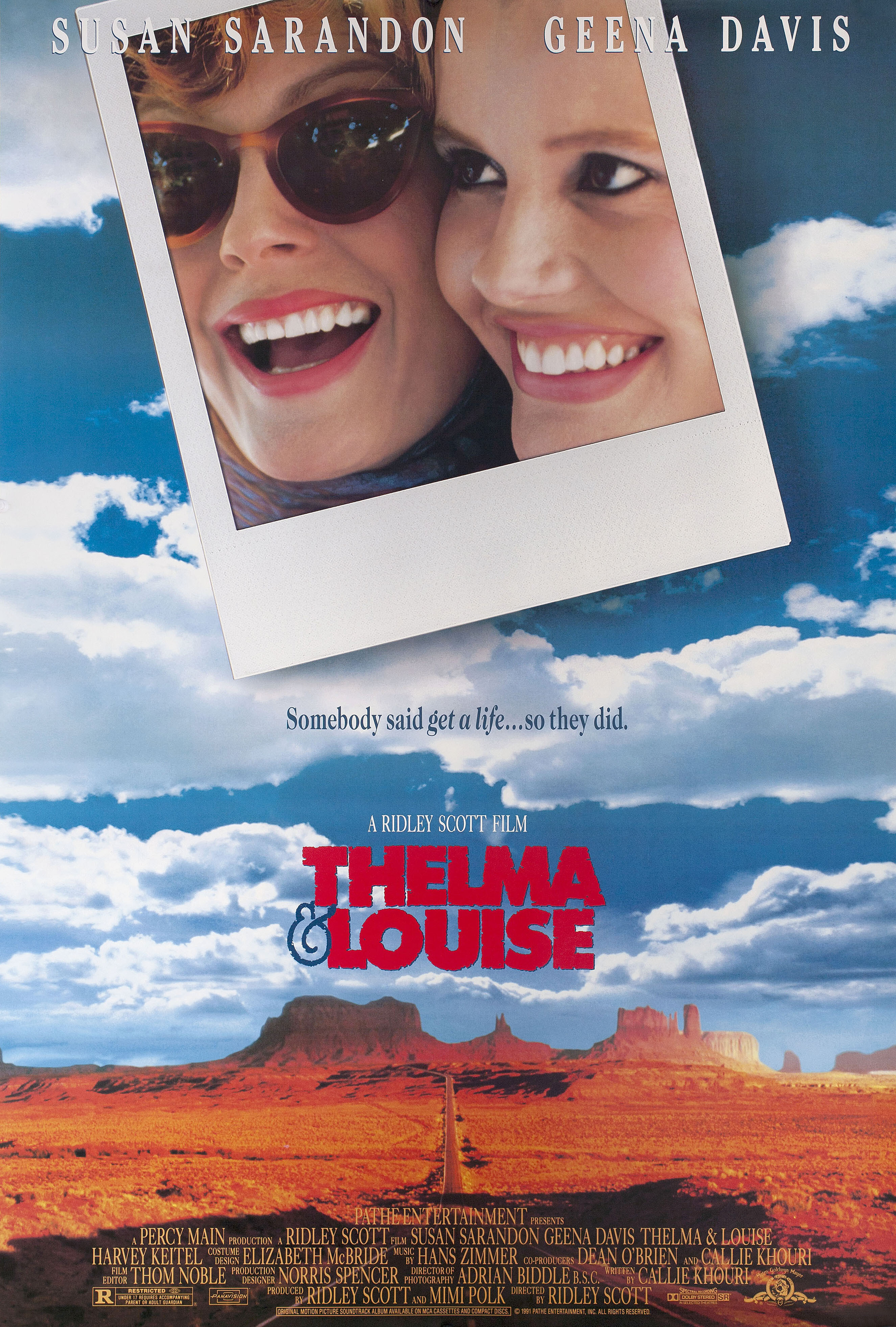Тельма и Луиза (Thelma & Louise, 1991), режиссёр Ридли Скотт, американский постер к фильму, 1991 год