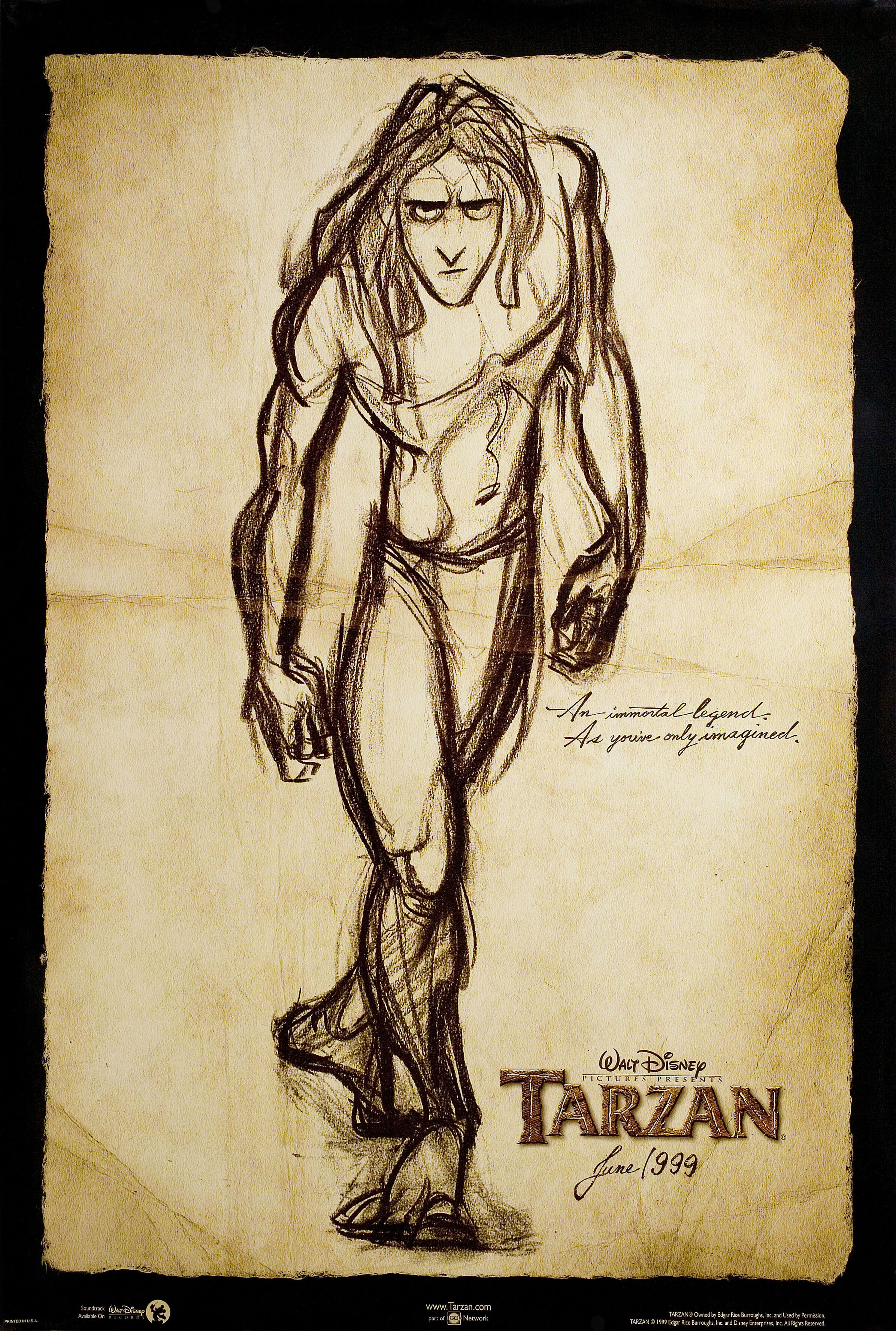 Тарзан (Tarzan, 1999), режиссёр Крис Бак, американский постер к фильму, 1999 год