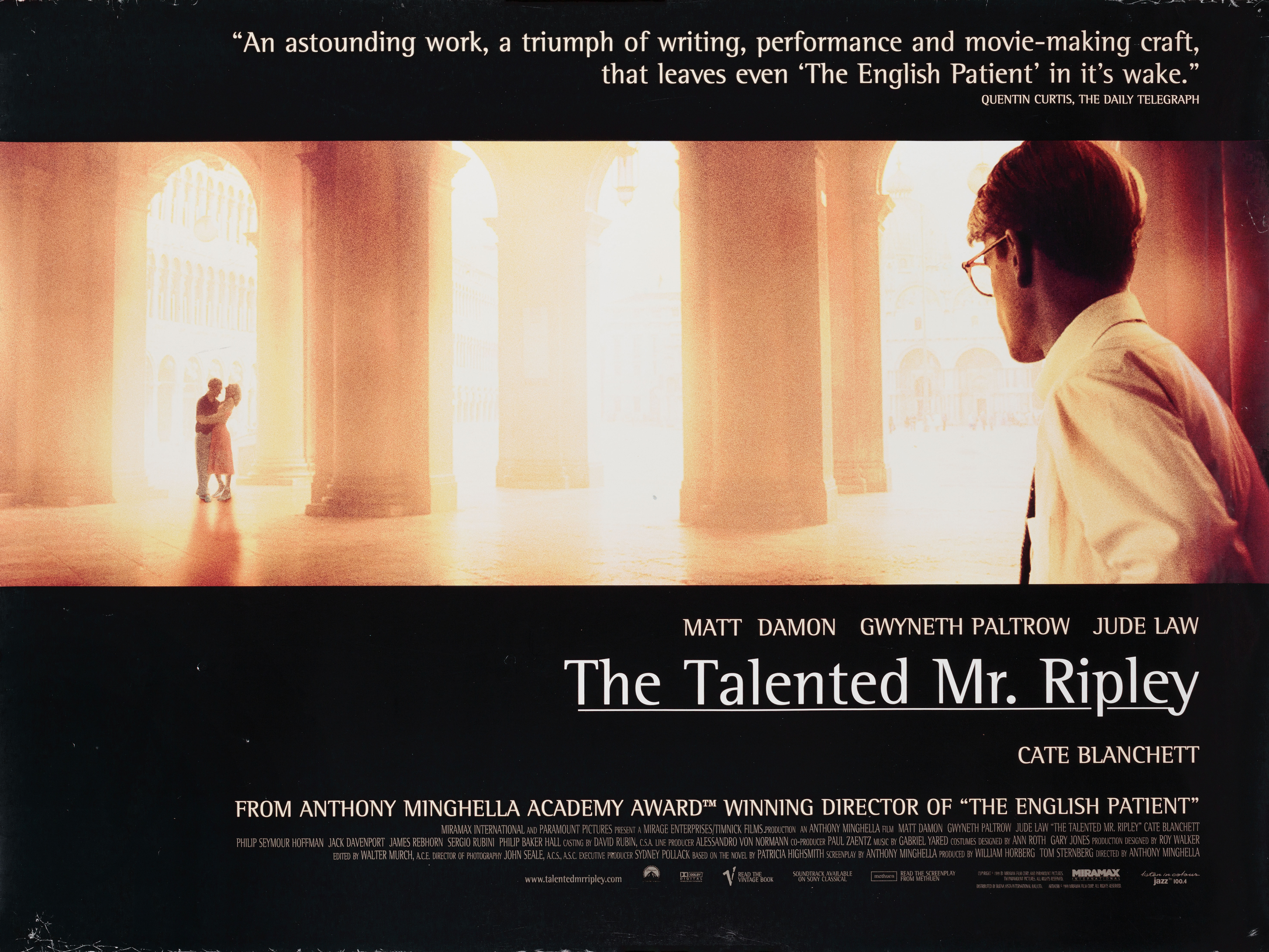 Талантливый мистер Рипли (The Talented Mr. Ripley, 1999), режиссёр Энтони Мингелла, британский постер к фильму, 1999 год