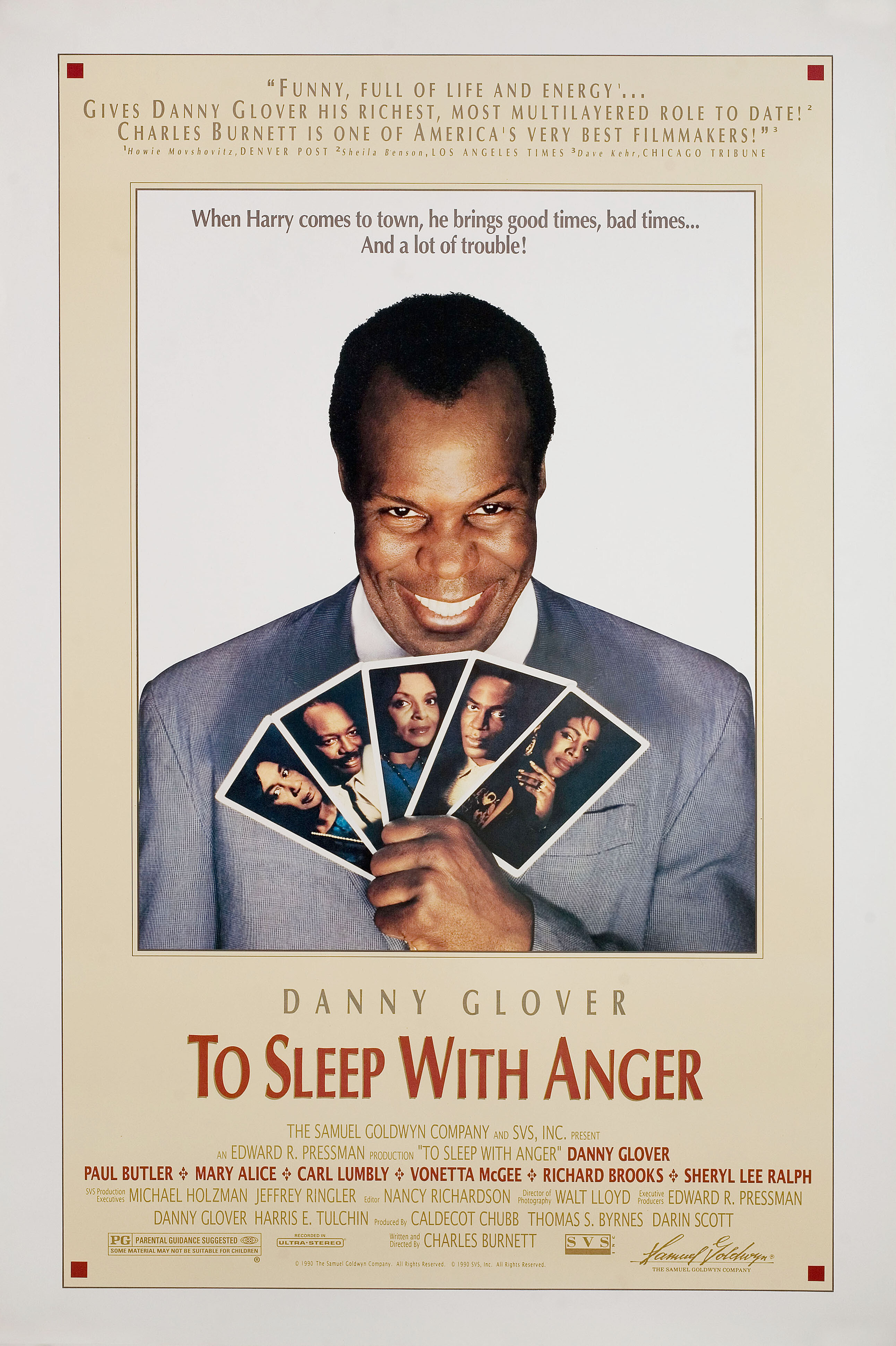 Заснуть во гневе (To Sleep with Anger, 1990), режиссёр Чарльз Бёрнетт, американский постер к фильму, 1990 год