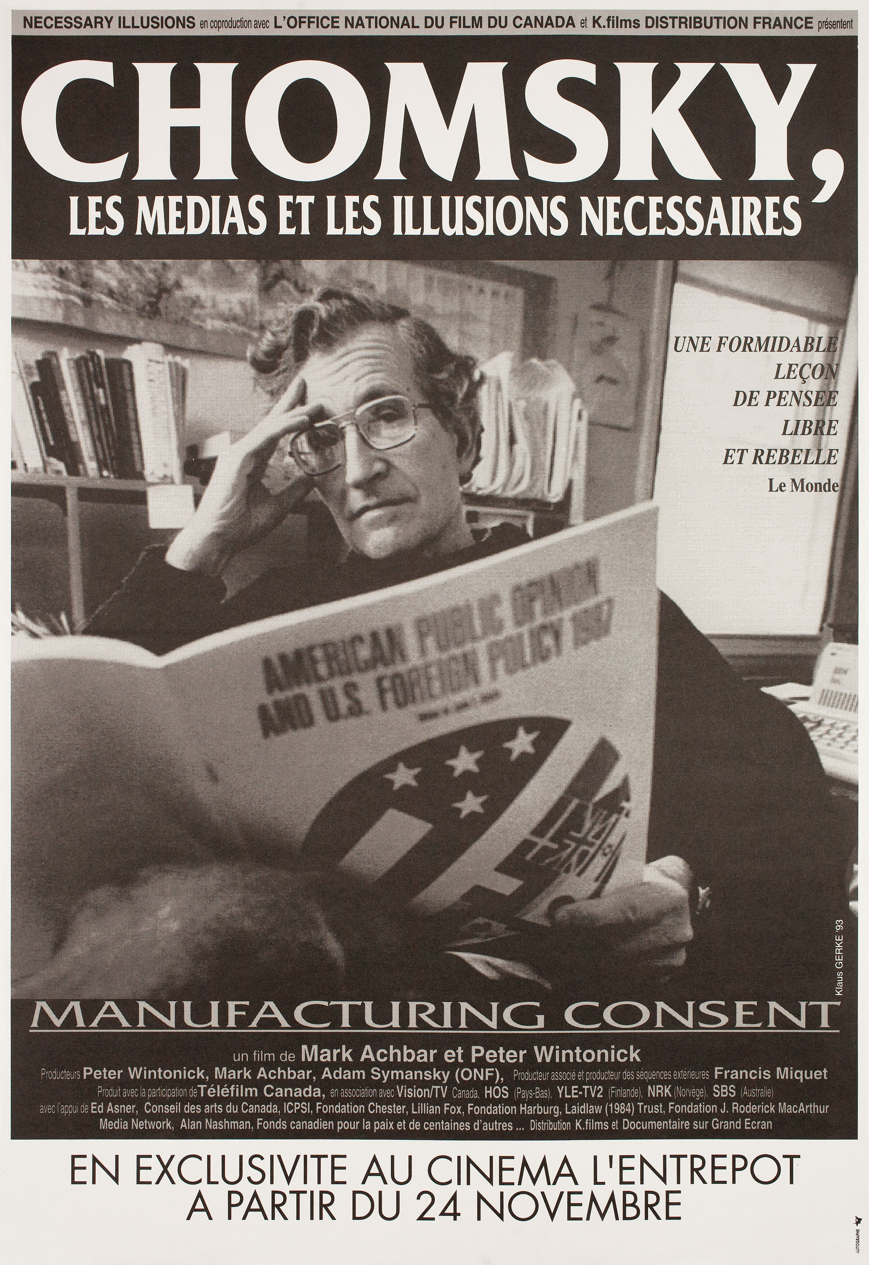 Ноам Хомский и СМИ (Manufacturing Consent Noam Chomsky and the Media, 1992), режиссёр Марк Ахбар, постер к фильму, 1993 год