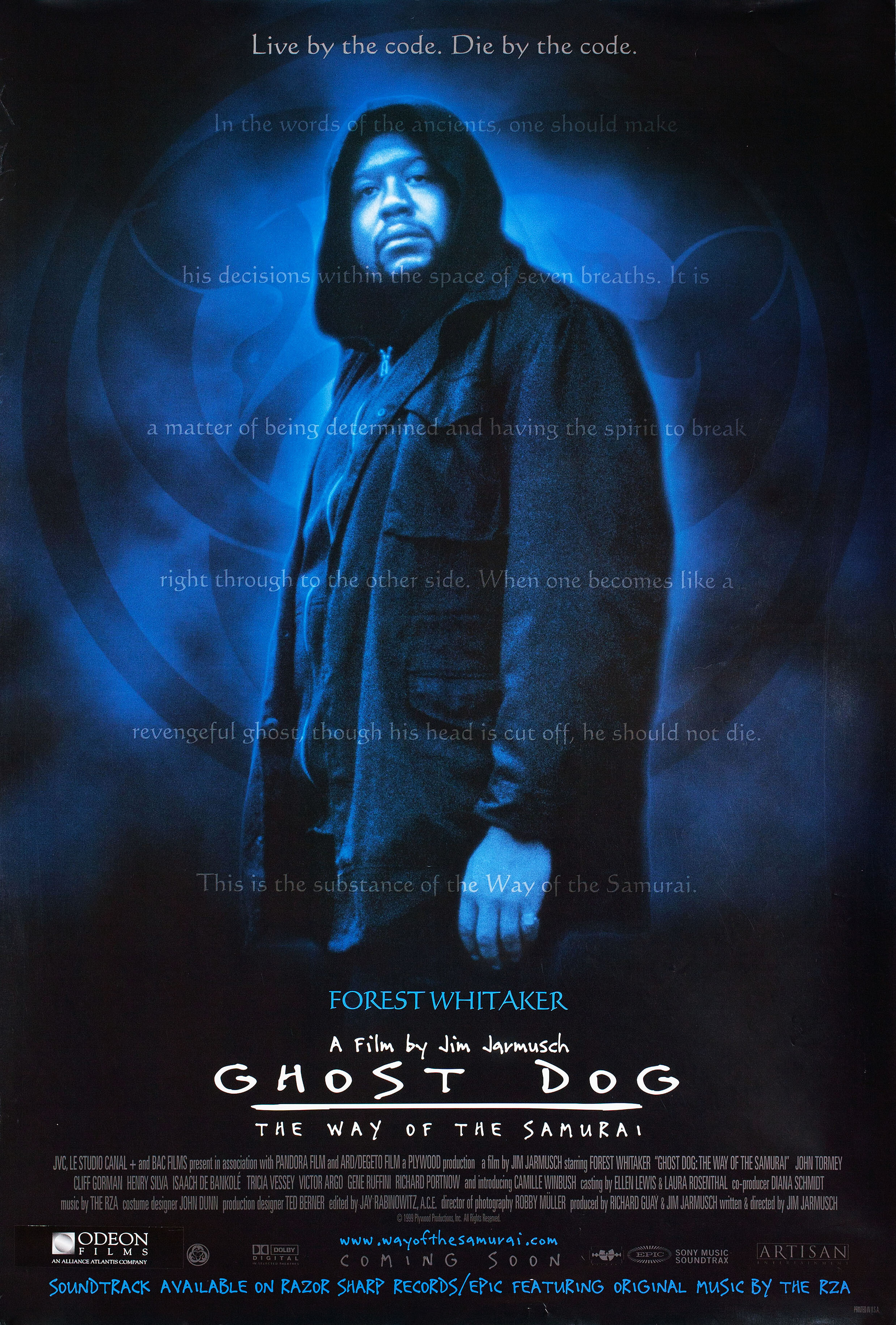 Пёс-призрак: Путь самурая (Ghost Dog The Way of the Samurai, 1999), режиссёр Джим Джармуш, американский постер к фильму, 1999 год