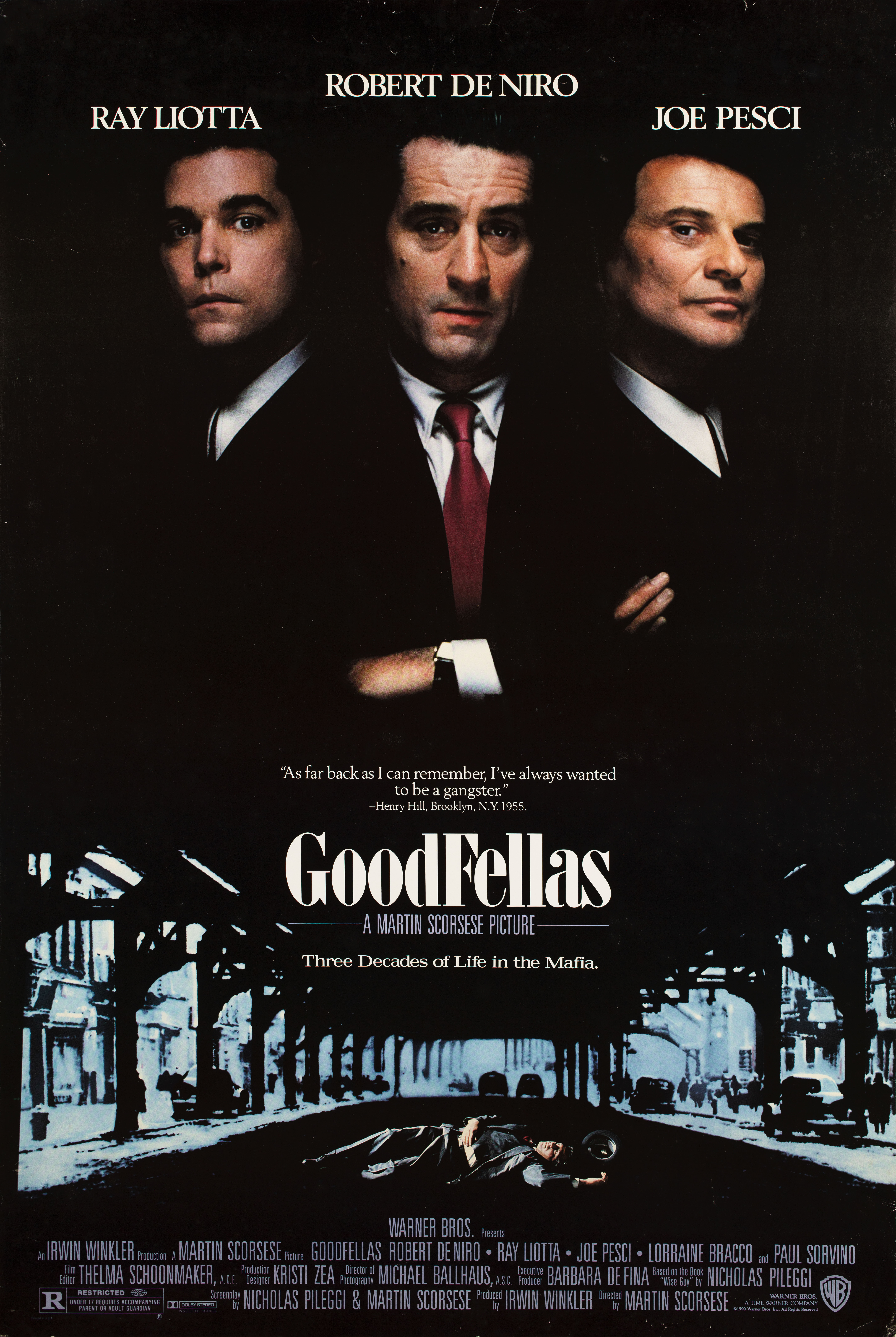 Славные парни (Goodfellas, 1990), режиссёр Мартин Скорсезе, американский постер к фильму, 1990 год