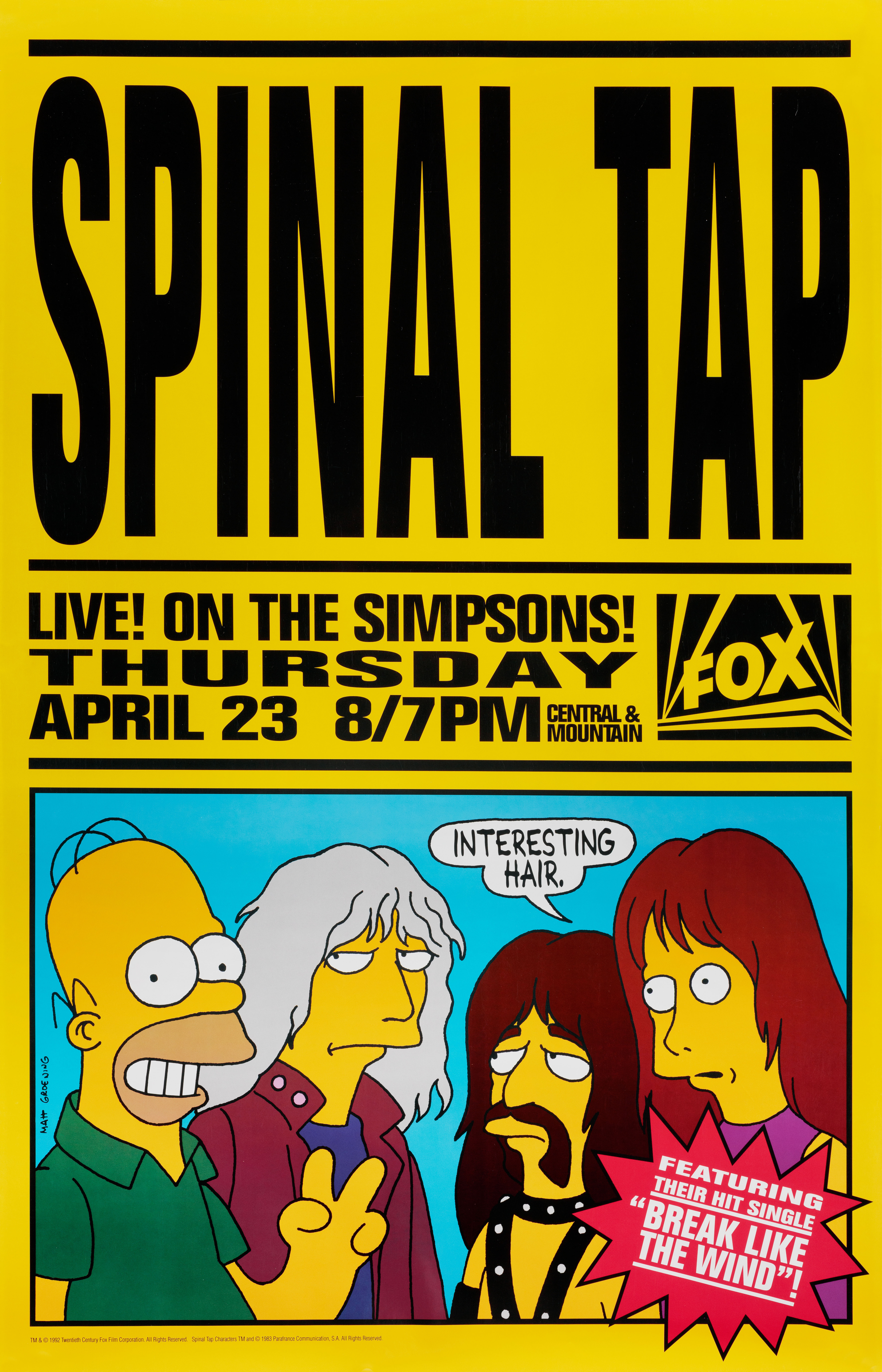 Симпсоны (Spinal Tap), режиссёр Уэсли Арчер,  постер, автор Мэтт Гроунинг, 1992 год