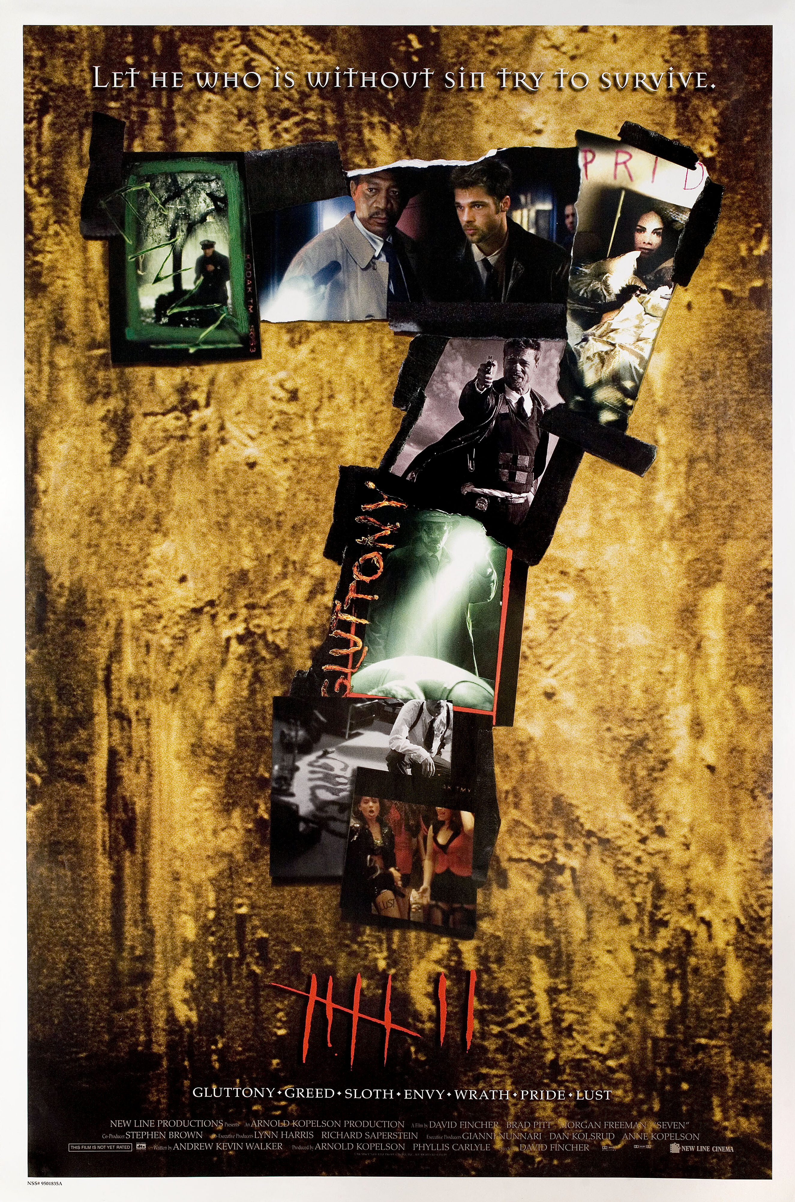 Семь (Seven, 1995), режиссёр Дэвид Финчер, американский постер к фильму