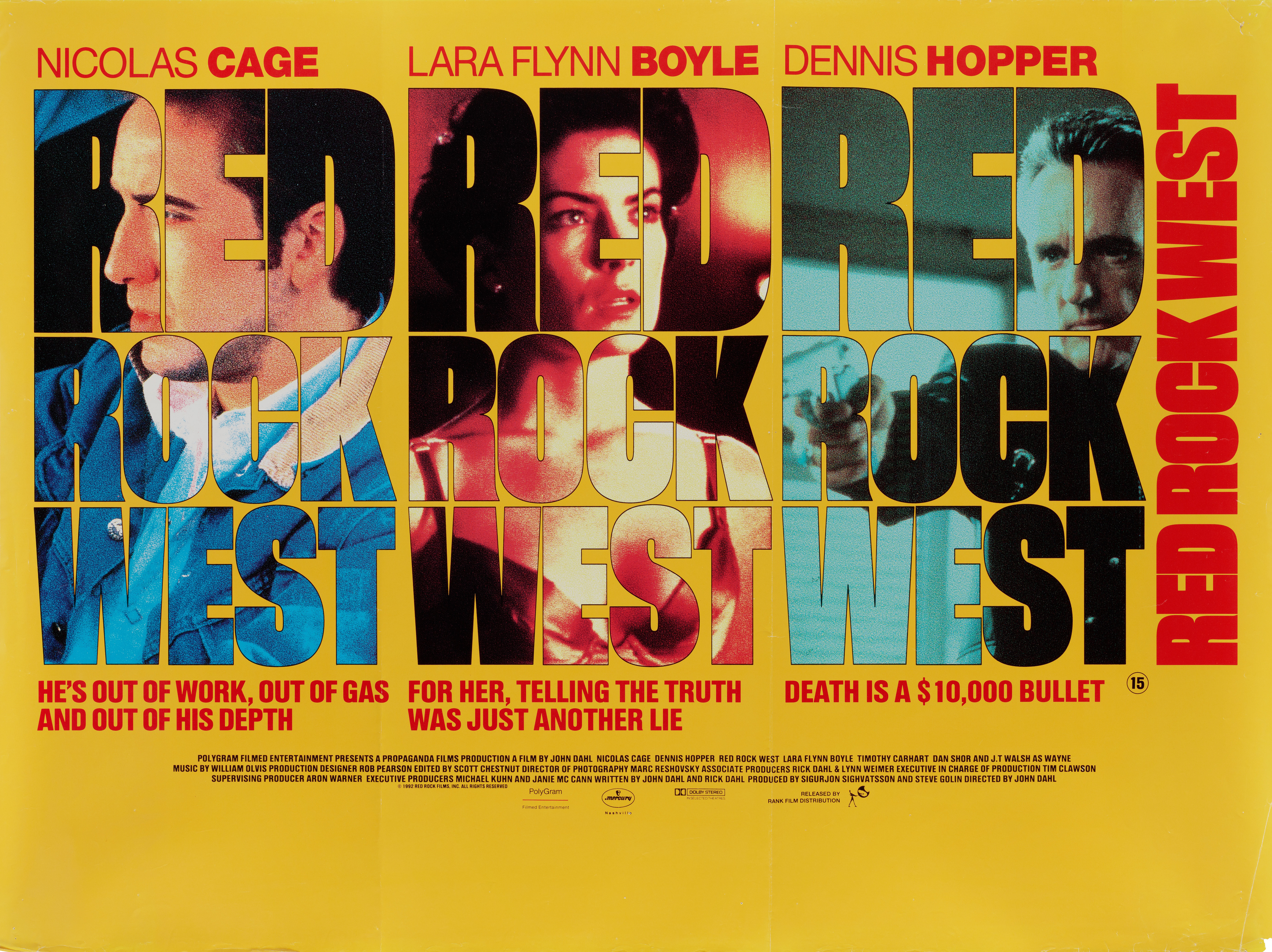 Придорожное заведение / На запад от красной скалы (Red Rock West, 1993), режиссёр Джон Дал, британский постер к фильму, 1993 год