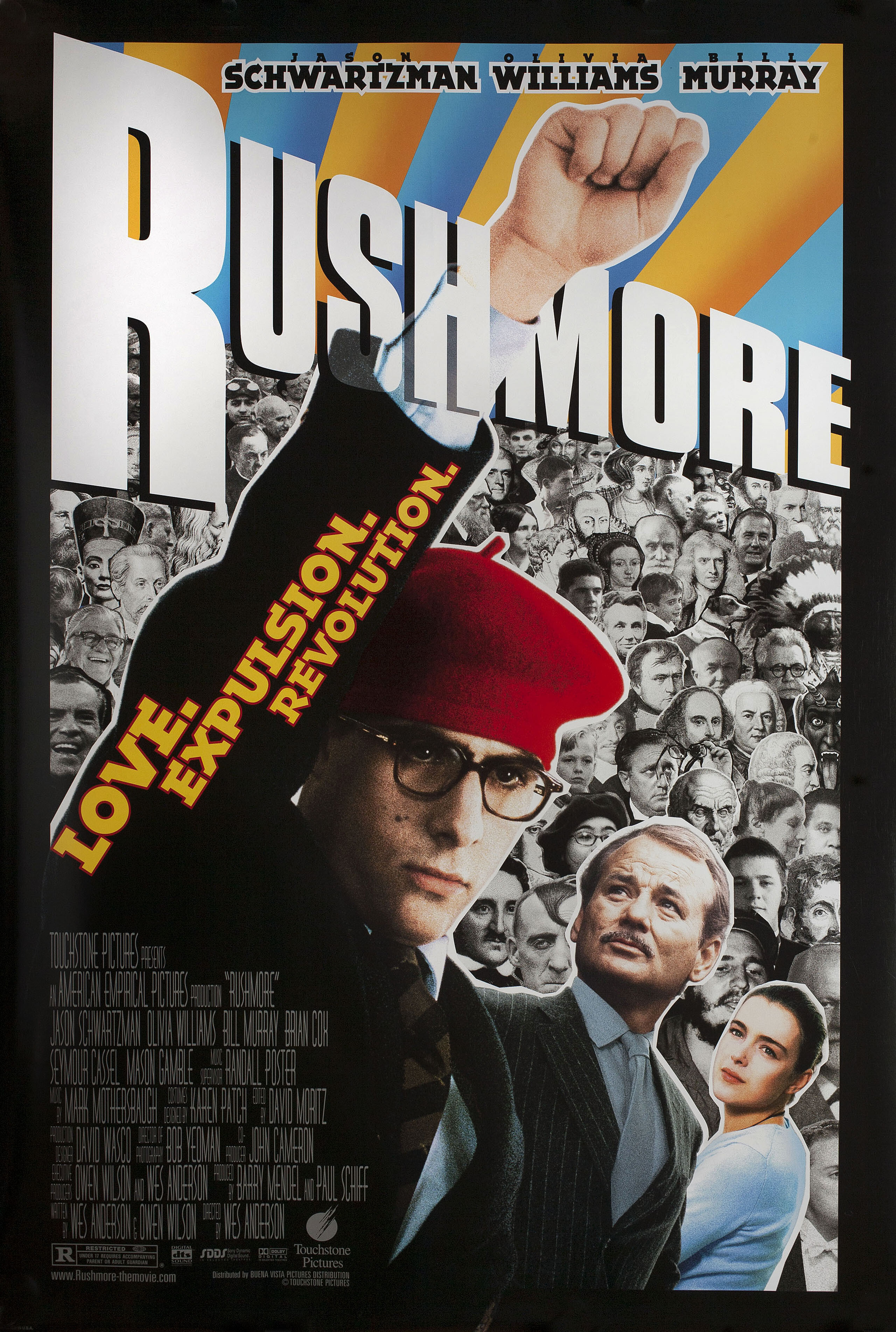 Академия Рашмор (Rushmore, 1998), режиссёр Уэс Андерсон, американский постер к фильму