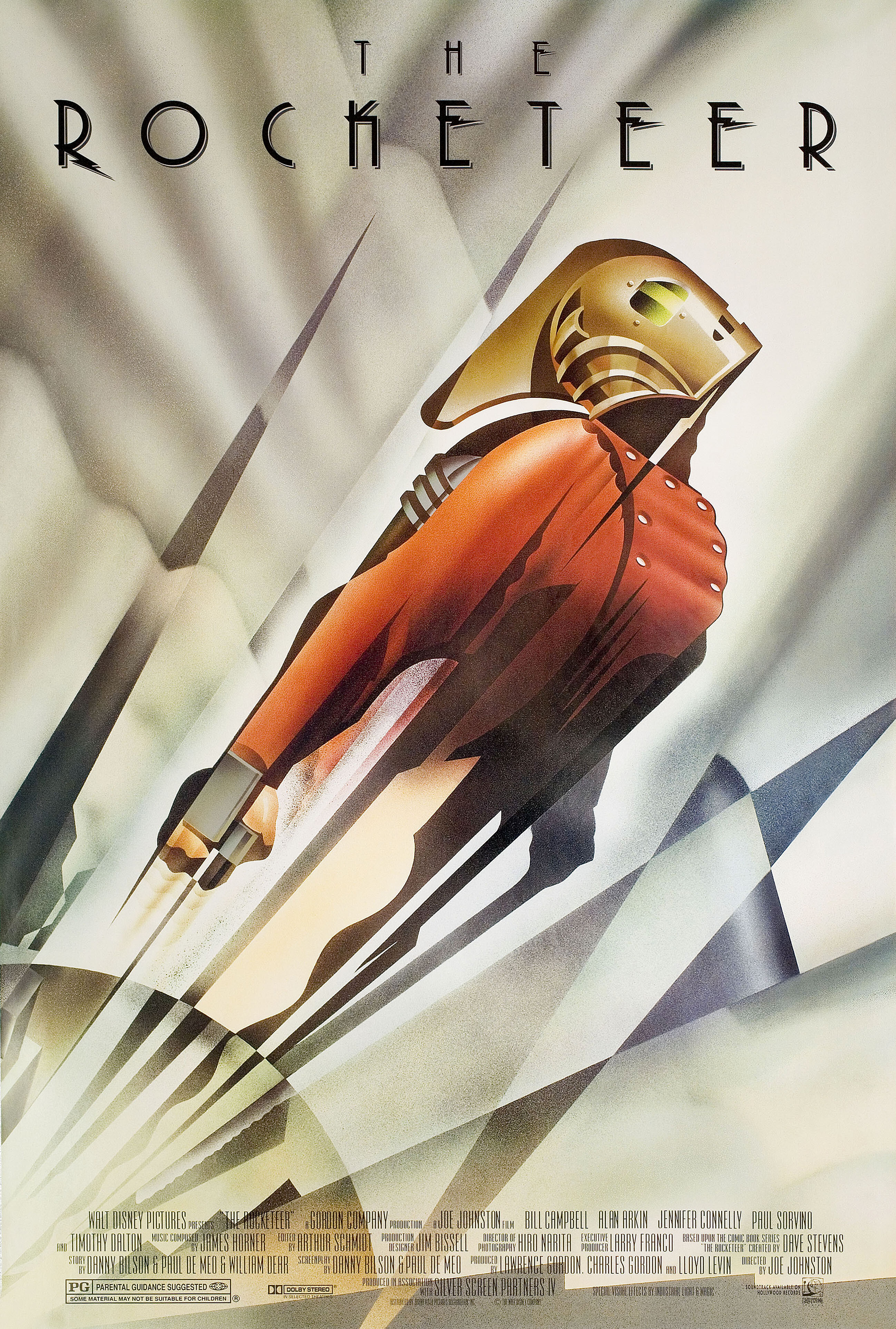 Ракетчик (The Rocketeer, 1991), режиссёр Джо Джонстон, американский постер к фильму, автор Джон Мэттос, 1991 год