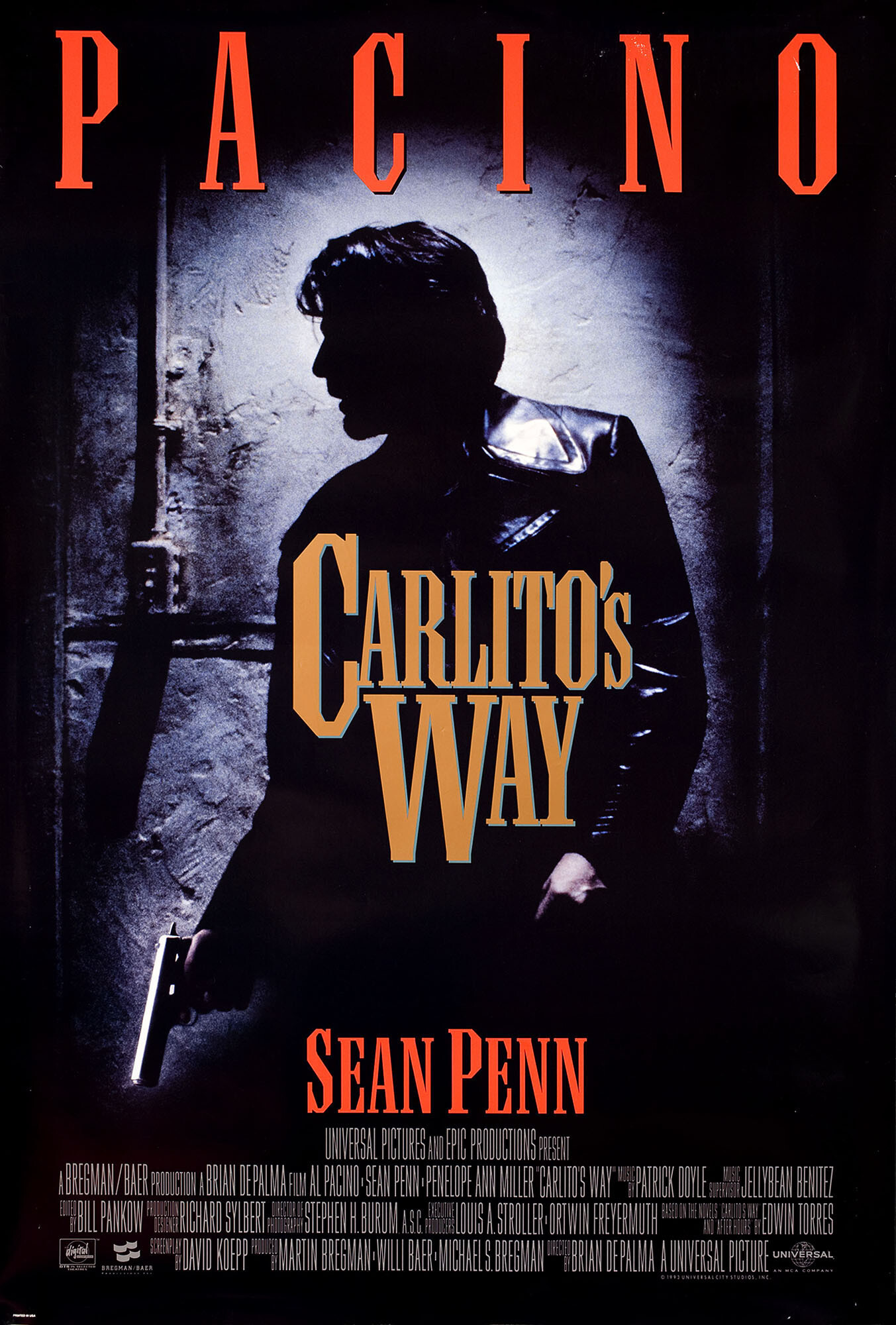Путь Карлито (Carlitos Way, 1993), режиссёр Брайан Де Пальма, американский постер к фильму, 1993 год
