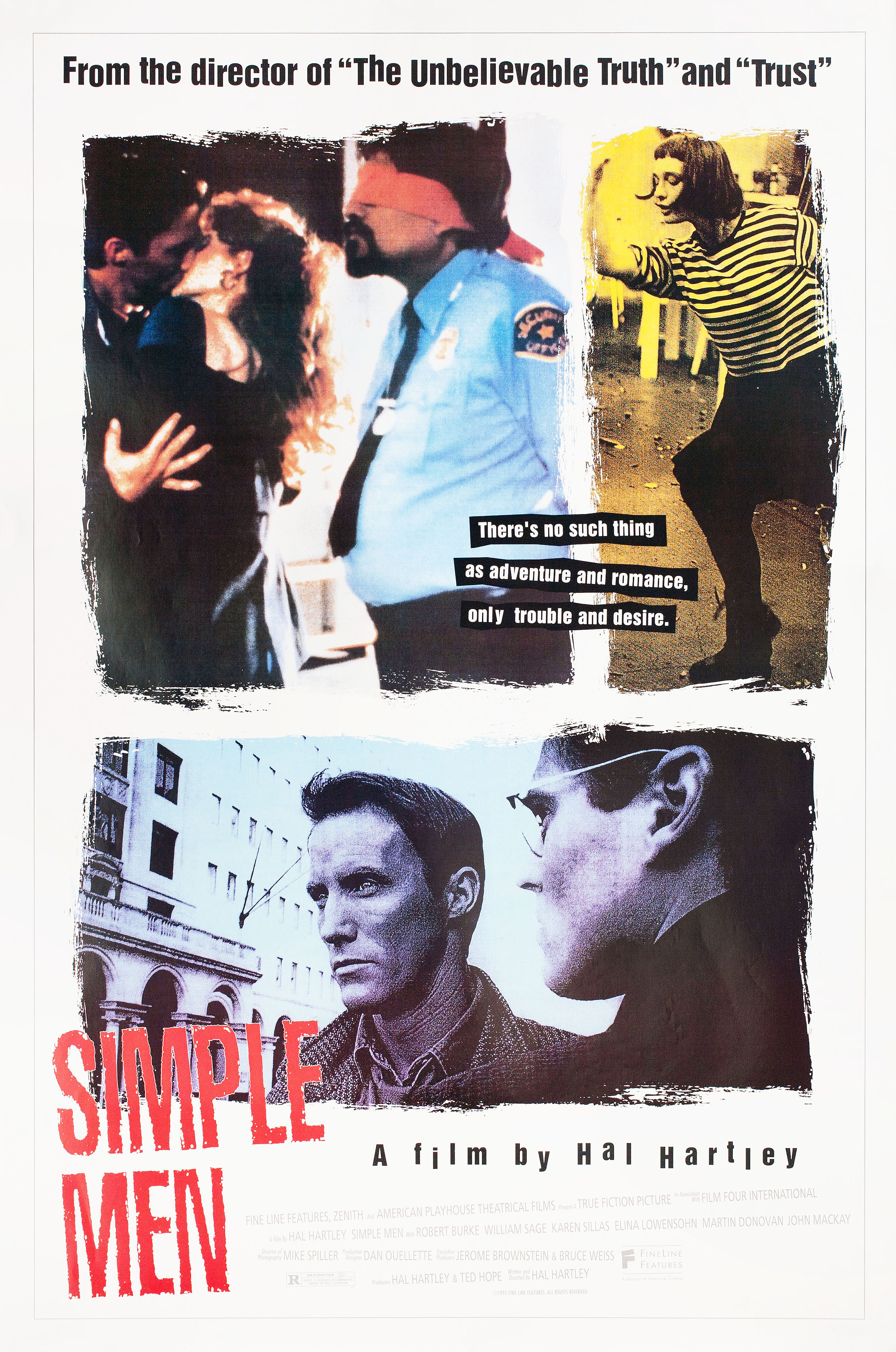 Простые люди (Simple Men, 1992), режиссёр Хэл Хартли, американский постер к фильму, 1992 год