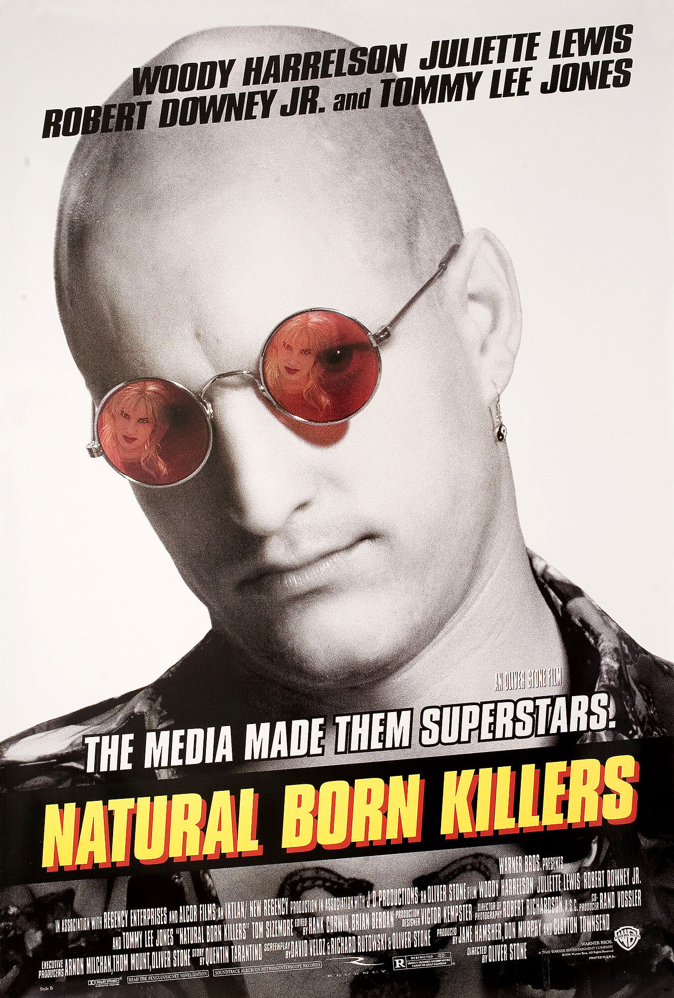 Прирожденные убийцы (Natural Born Killers, 1994), режиссёр Оливер Стоун, американский постер к фильму, 1994 год