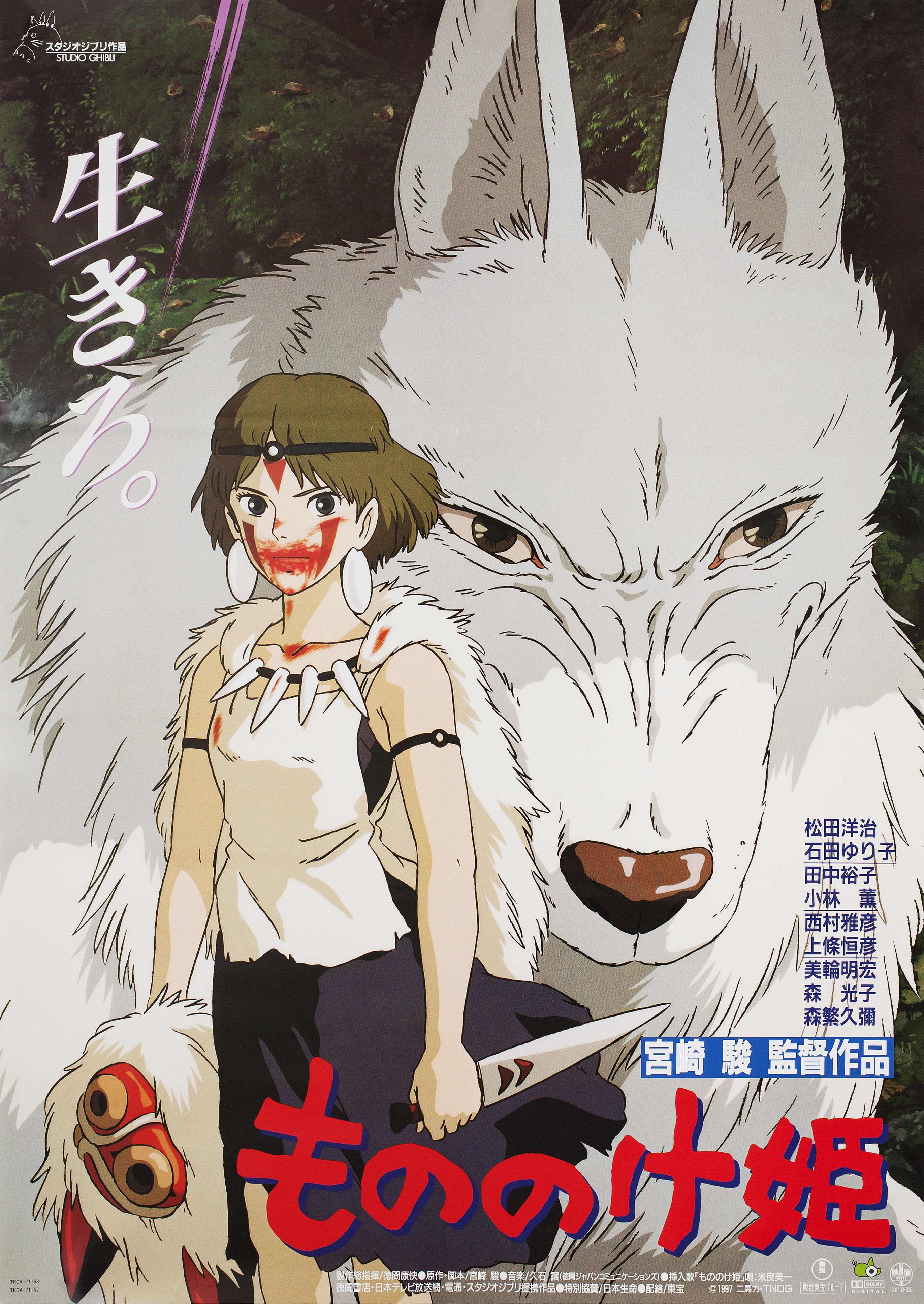 Принцесса Мононоке (Princess Mononoke, 1997), режиссёр Хаяо Миядзаки, японский постер к фильму,  1997 год (4)