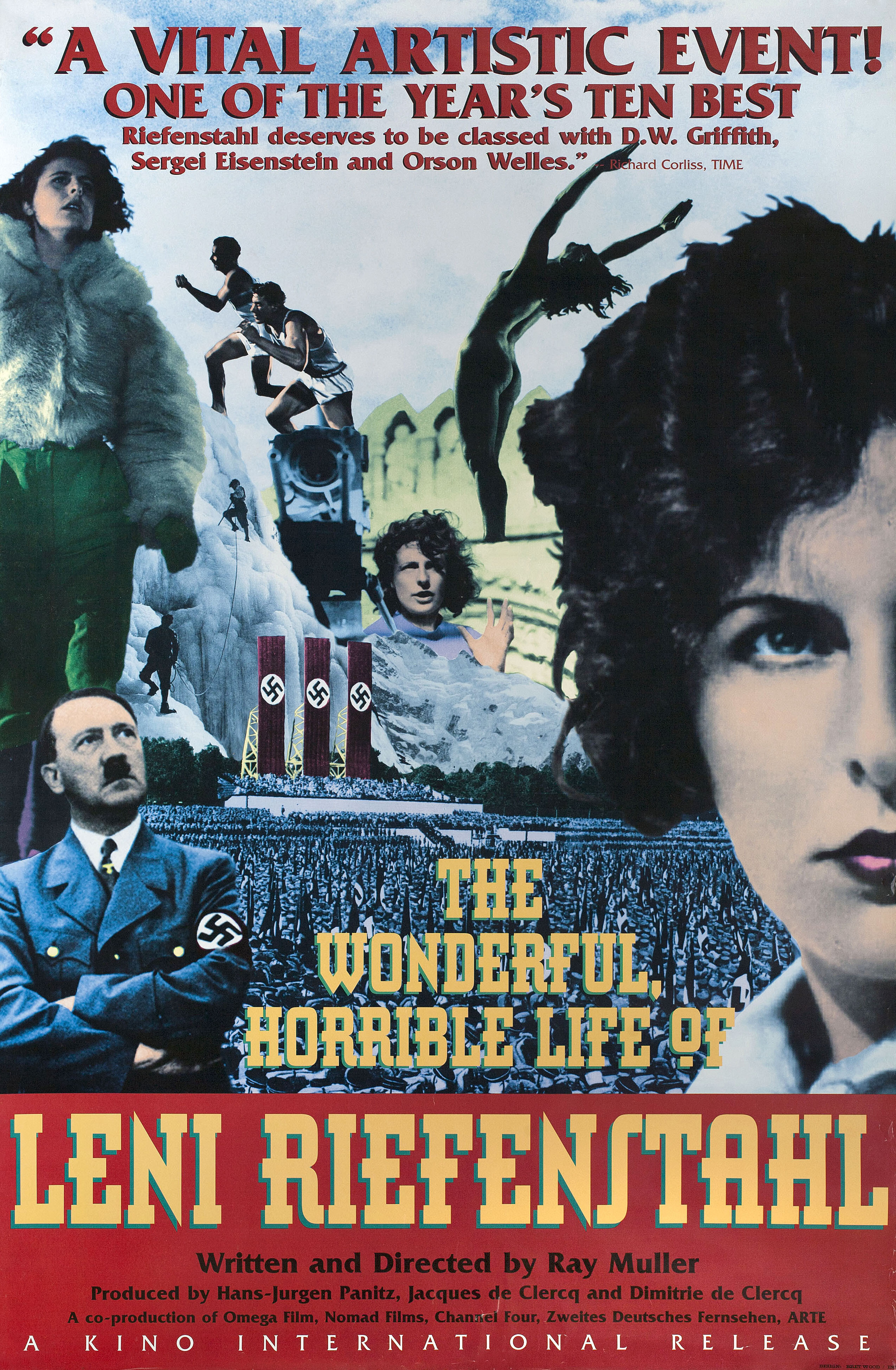 Прекрасная и ужасная жизнь Лени Рифеншталь (The Wonderful, Horrible Life of Leni Riefenstahl, 1993), режиссёр Рэй Мюллер, американский постер к фильму, 1995 год