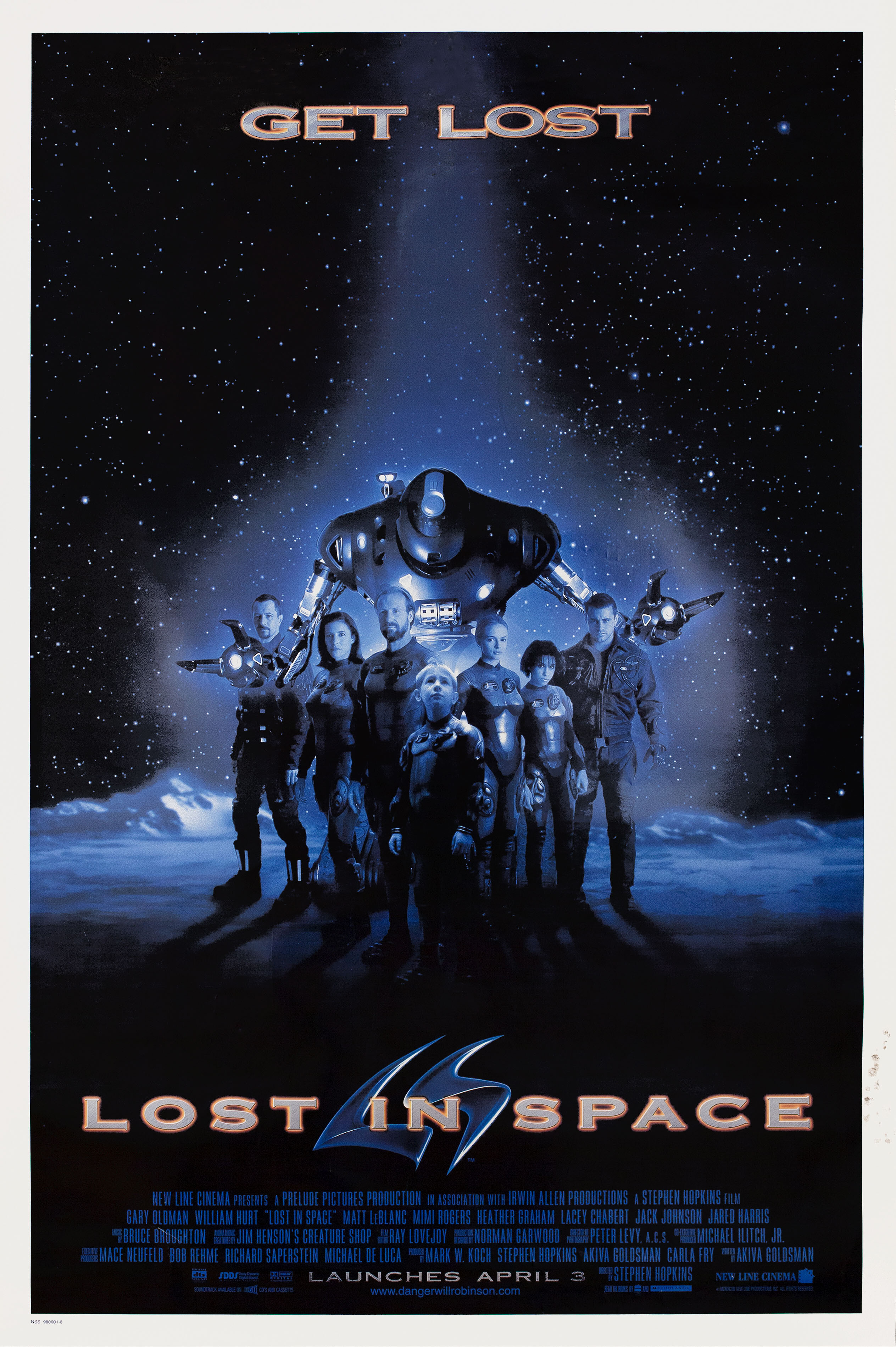 Затерянные в космосе (Lost in Space, 1998), режиссёр Стивен Хопкинс, американский постер к фильму, 1998 год