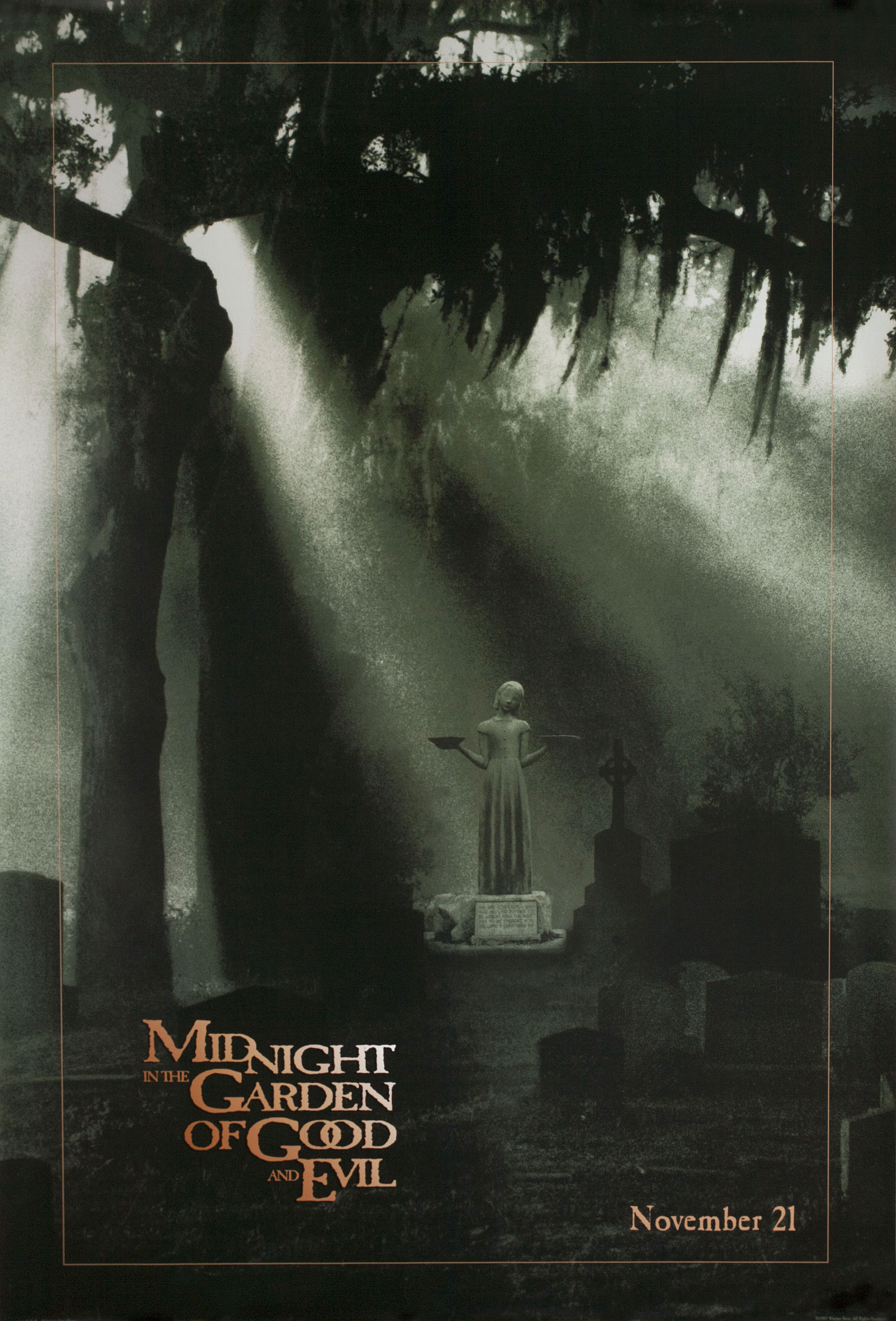 Полночь в саду добра и зла (Midnight in the Garden of Good and Evil, 1997), режиссёр Клинт Иствуд, американский постер к фильму, 1997 год