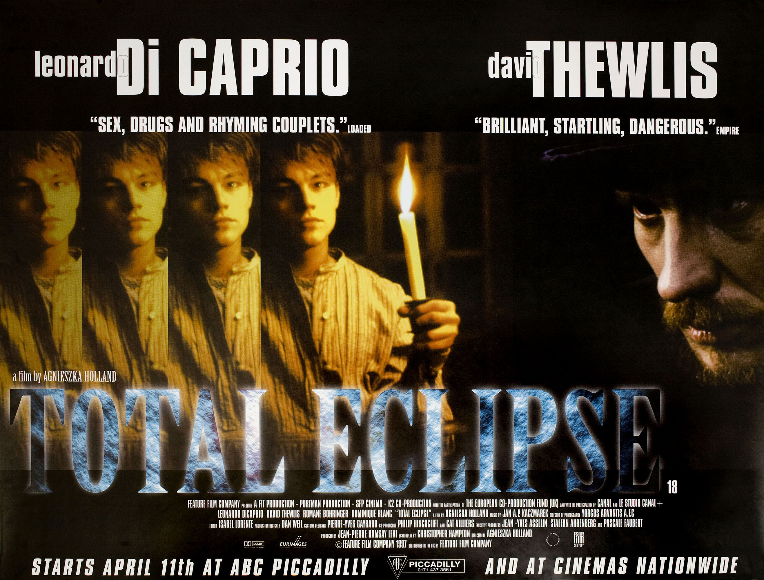 Полное затмение (Total Eclipse, 1995), режиссёр Агнешка Холланд, британский постер к фильму, 1995 год