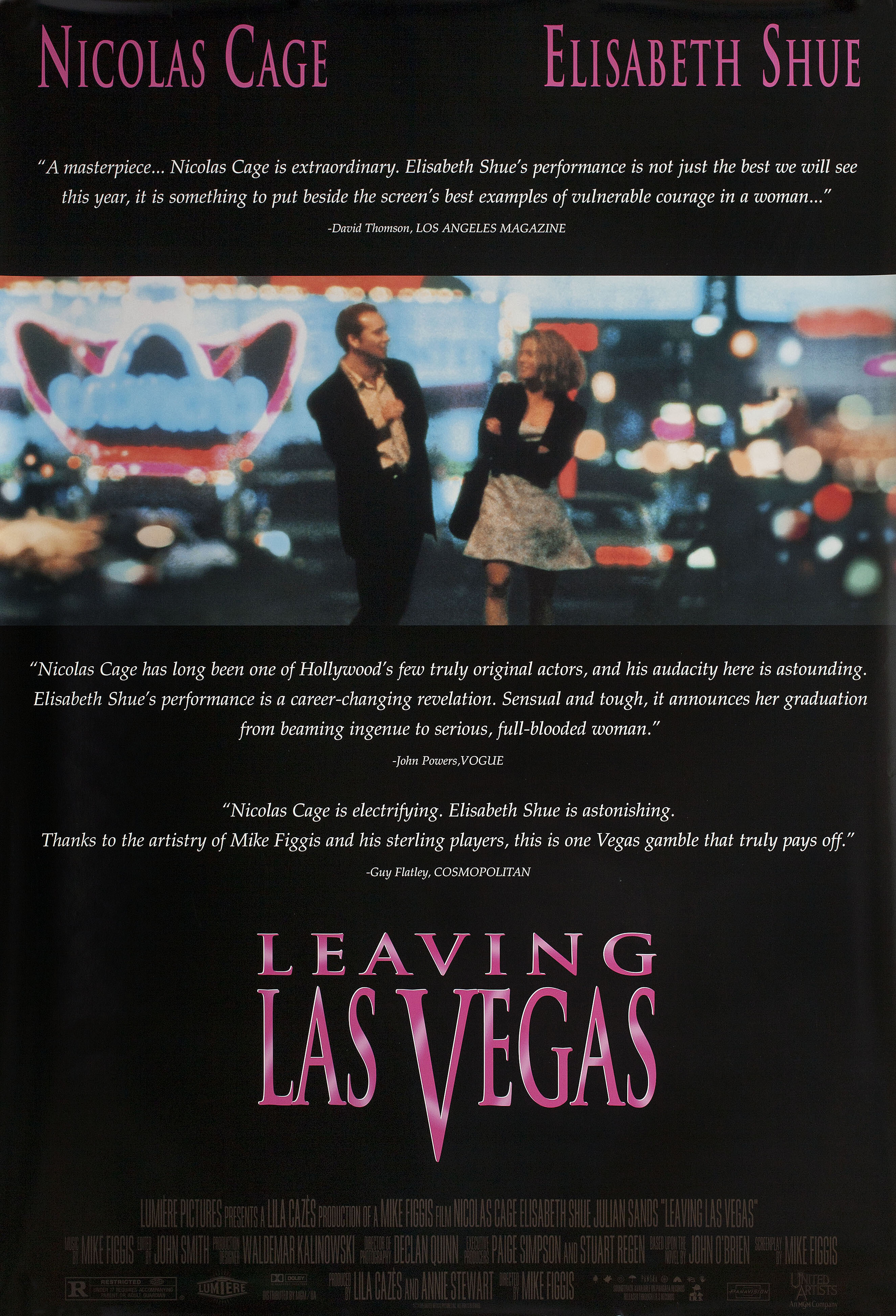 Покидая Лас-Вегас (Leaving Las Vegas, 1995), режиссёр Майк Фиггис, американский постер к фильму, 1995 год