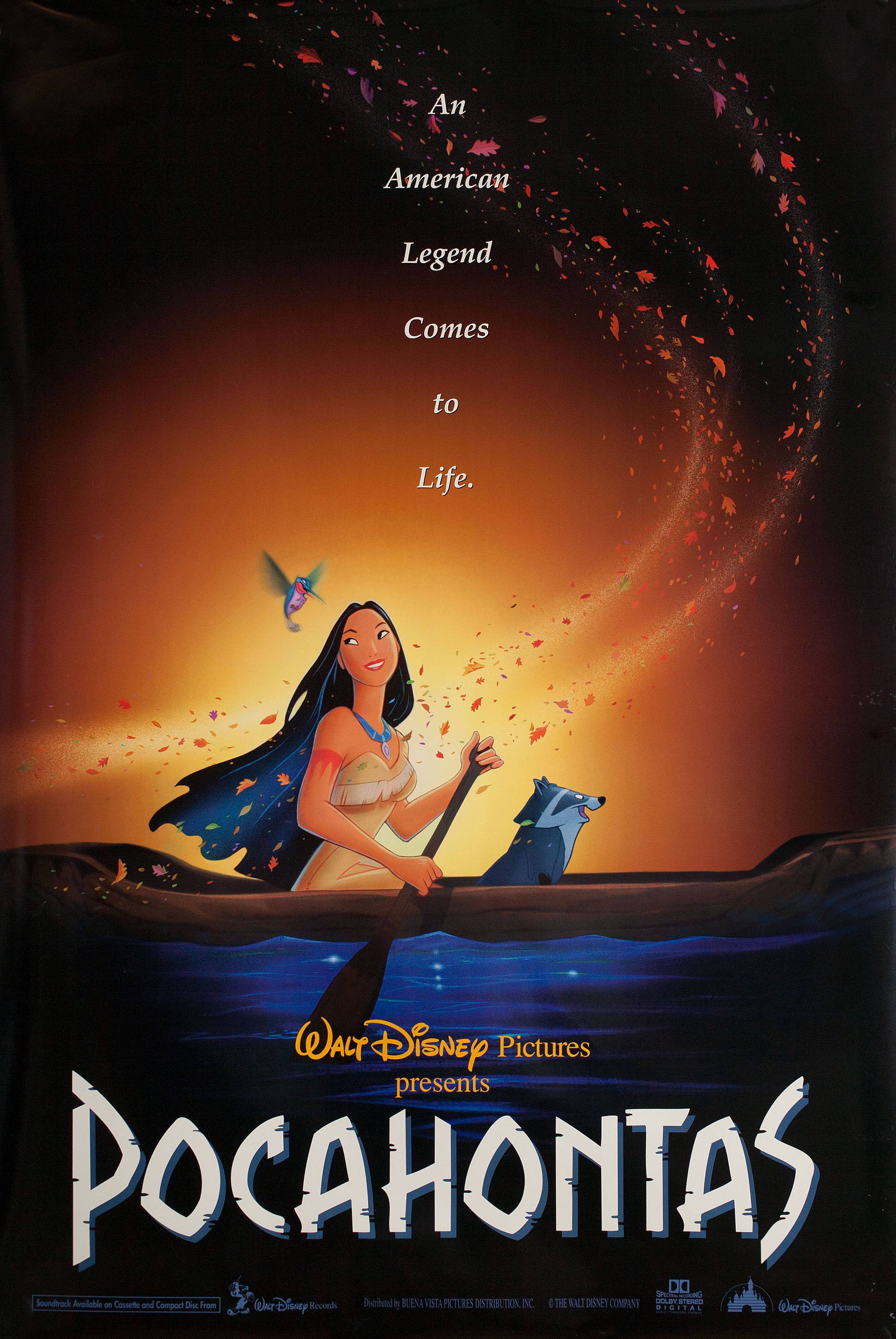 Покахонтас (Pocahontas, 1995), режиссёр Майк Гэбриэл, американский постер к фильму, 1995 год