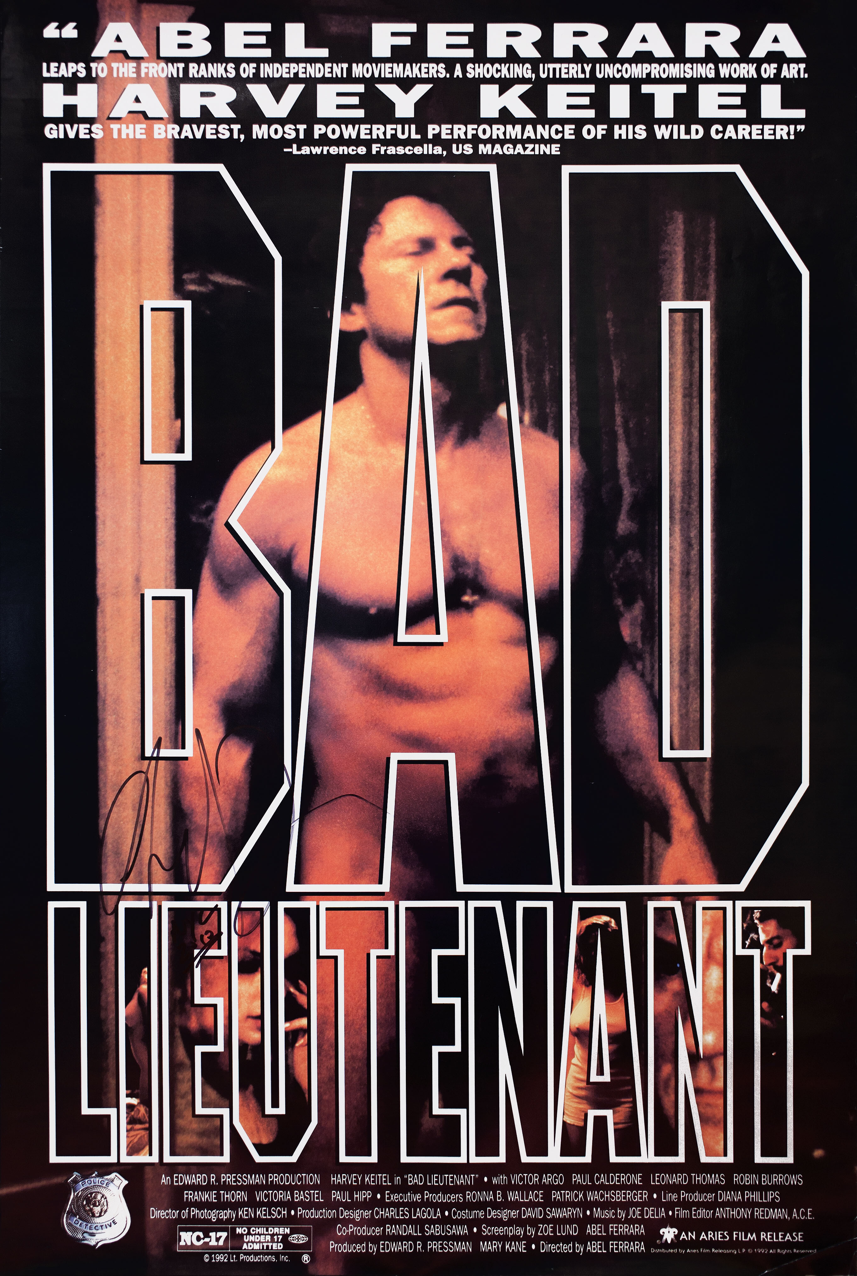 Плохой полицейский / Плохой лейтенант (Bad Lieutenant, 1992), режиссёр Абель Феррара, американский постер к фильму, 1994 год