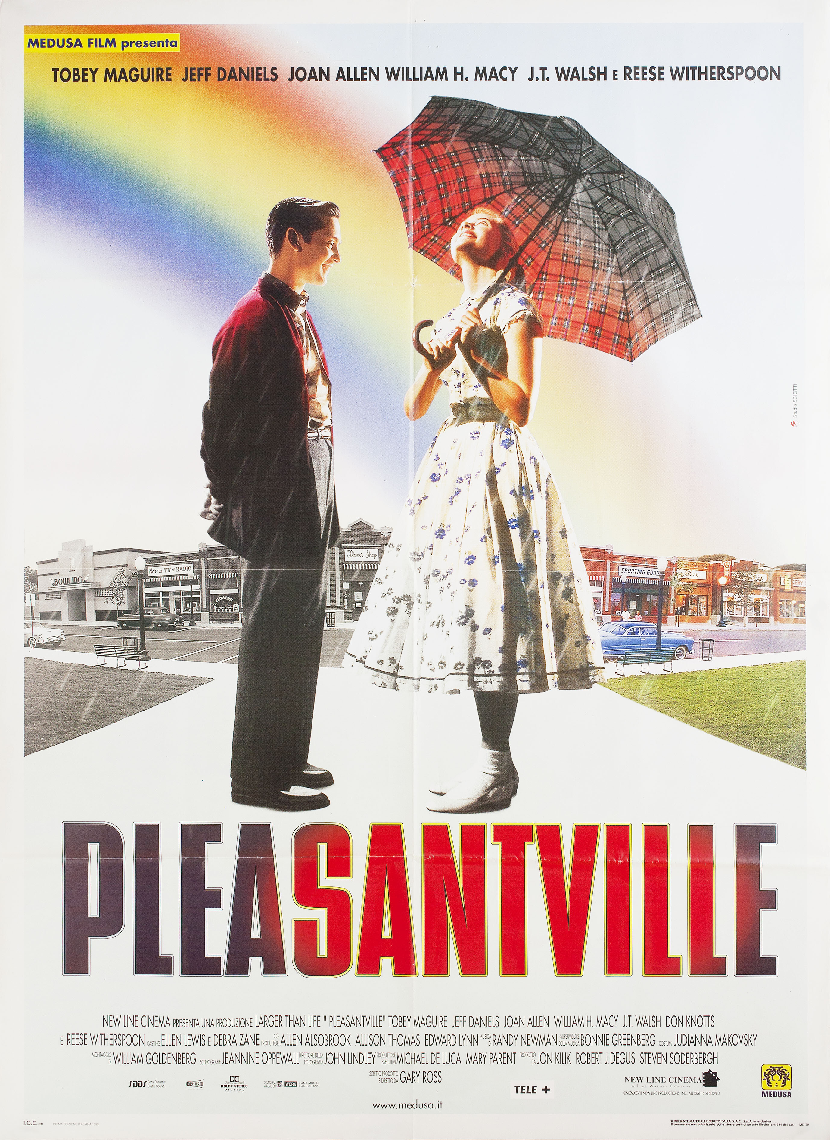 Плезантвиль (Pleasantville, 1998), режиссёр Гэри Росс, итальянский постер к фильму, 1998 год