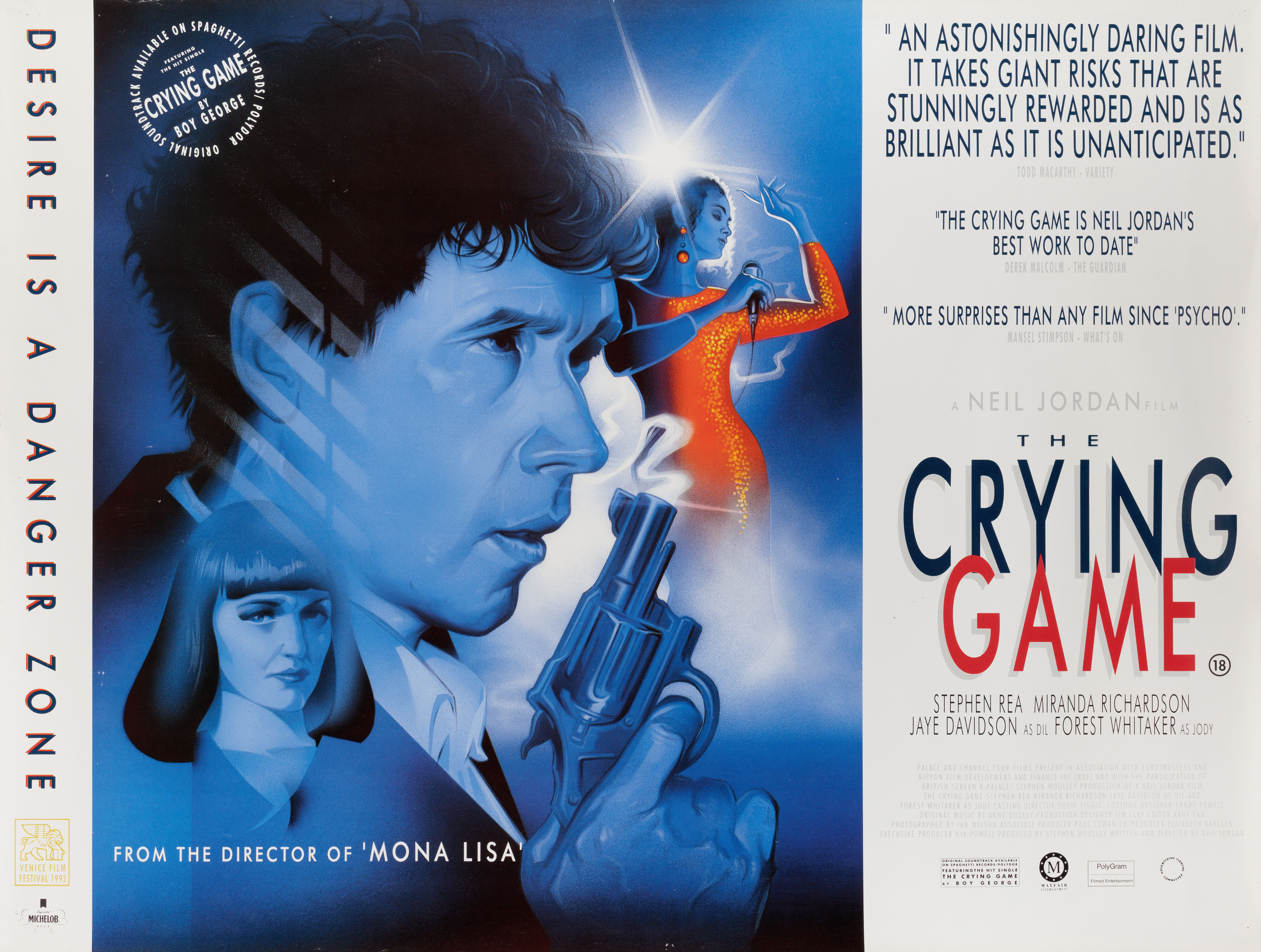 Жестокая игра (The Crying Game, 1992), режиссёр Нил Джордан, британский постер к фильму, 1992 год
