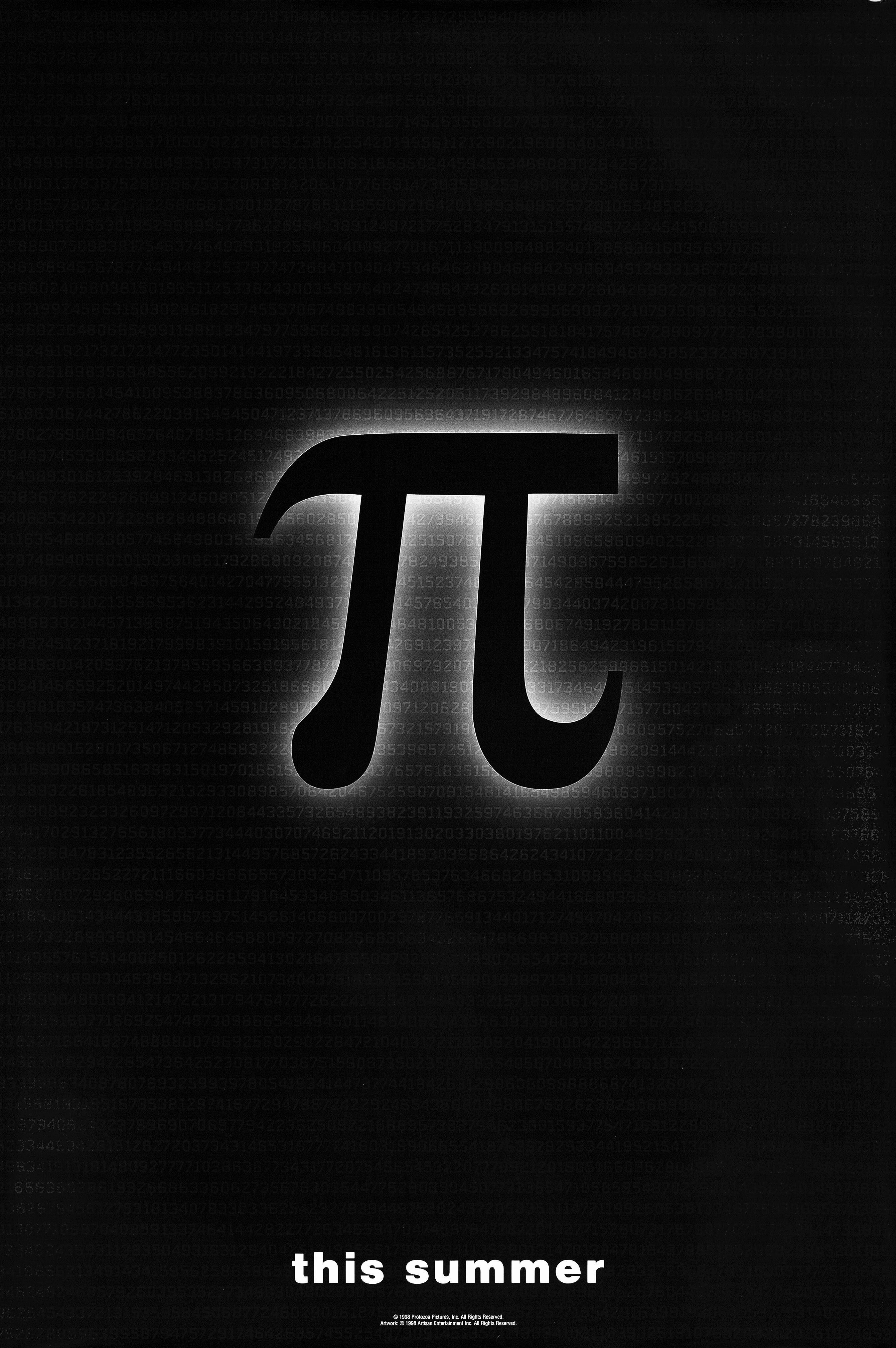 Пи (Pi, 1998), режиссёр Даррен Аронофски, американский постер к фильму