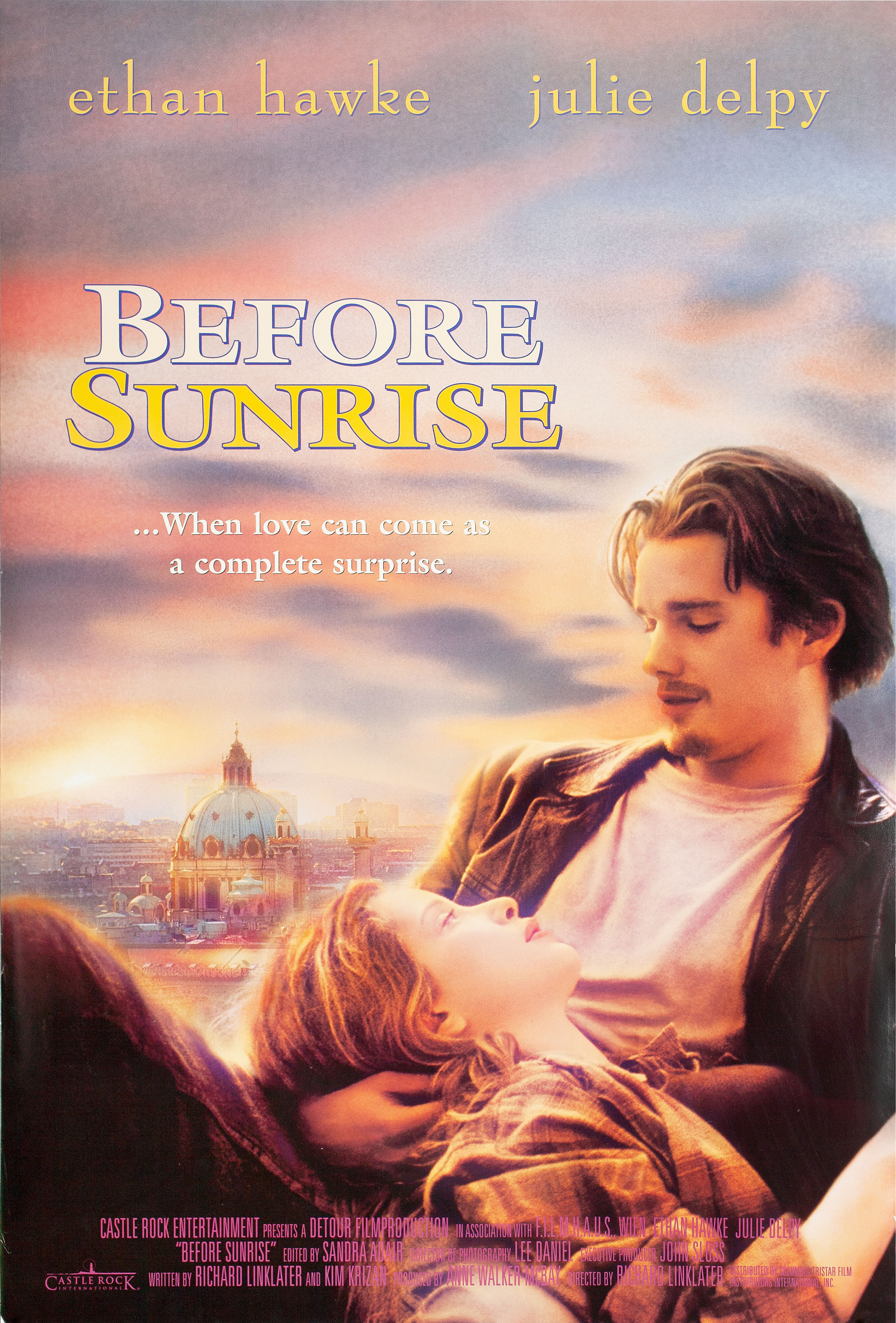 Перед рассветом (Before Sunrise, 1995), режиссёр Ричард Линклейтер, американский постер к фильму, 1995 год
