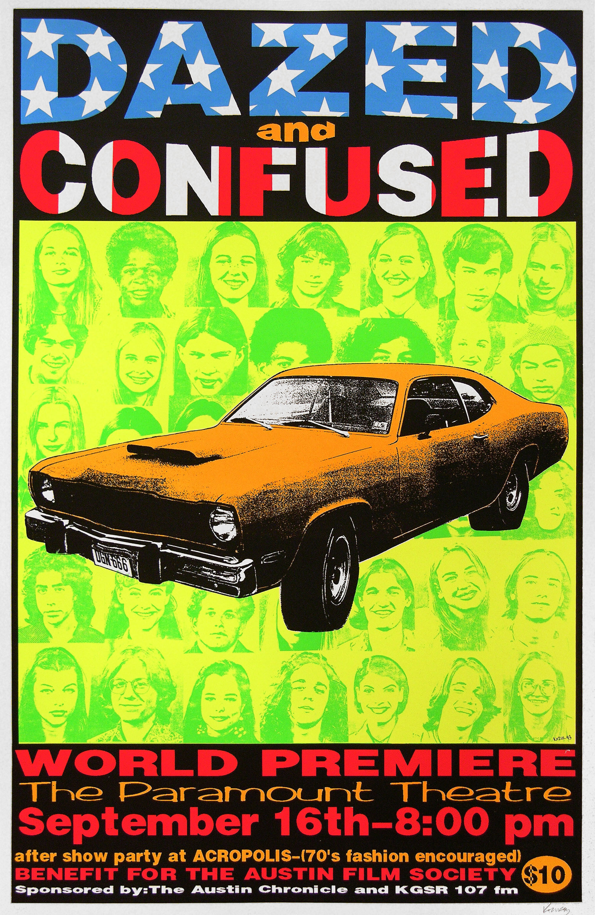 Под кайфом и в смятении (Dazed and Confused, 1993), режиссёр Ричард Линклейтер, американский постер к фильму, автор Фрэнк Козик, 1993 год