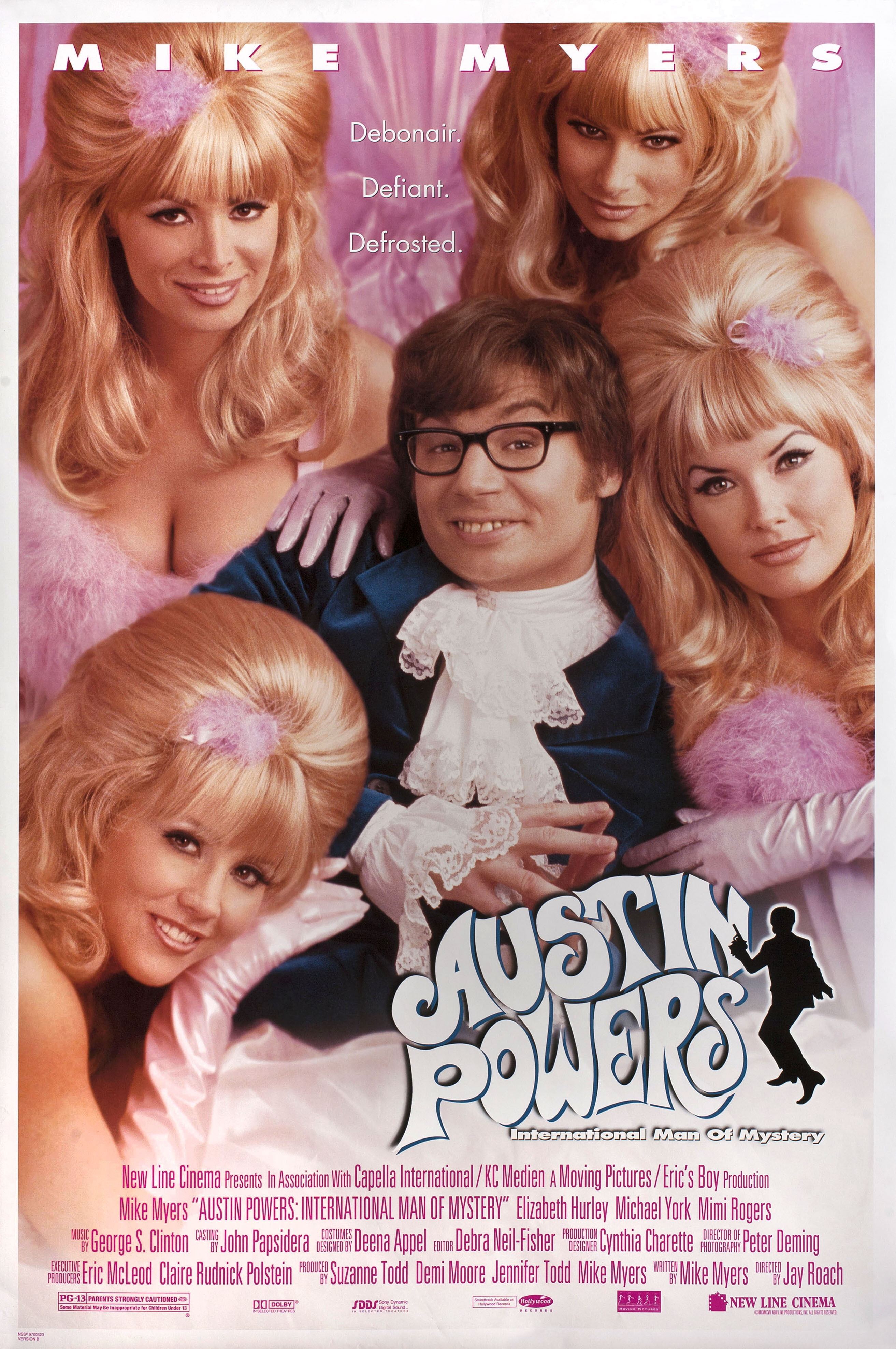 Остин Пауэрс: Человек-загадка международного масштаба (Austin Powers International Man of Mystery, 1997), режиссёр Джей Роуч, американский постер к фильму, 1997 год (1)