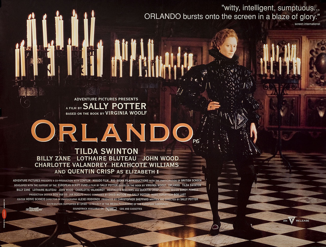 Орландо (Orlando, 1992), режиссёр Салли Поттер, британский постер к фильму, 1992 год