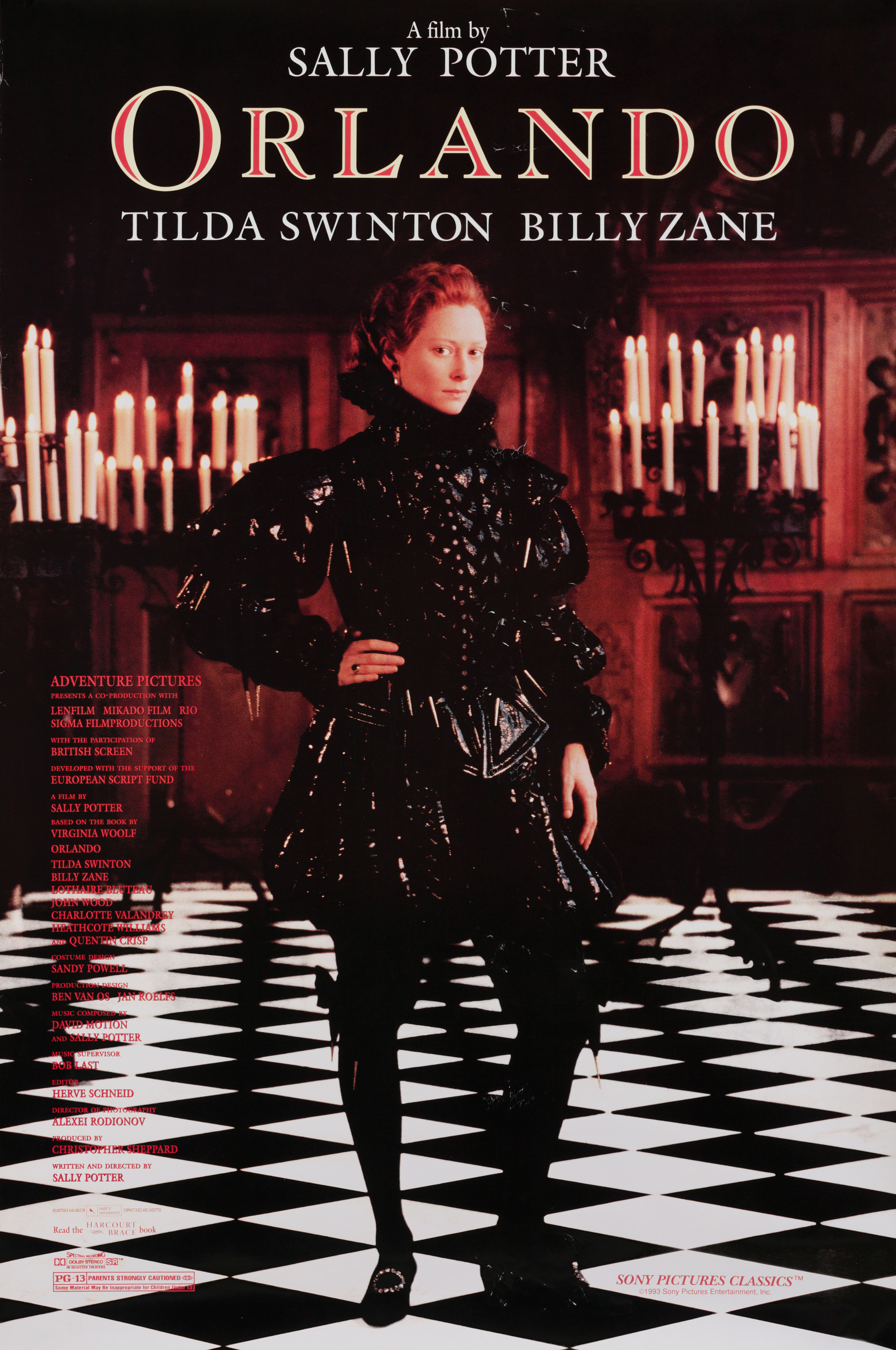 Орландо (Orlando, 1992), режиссёр Салли Поттер, американский постер к фильму, 1992 год