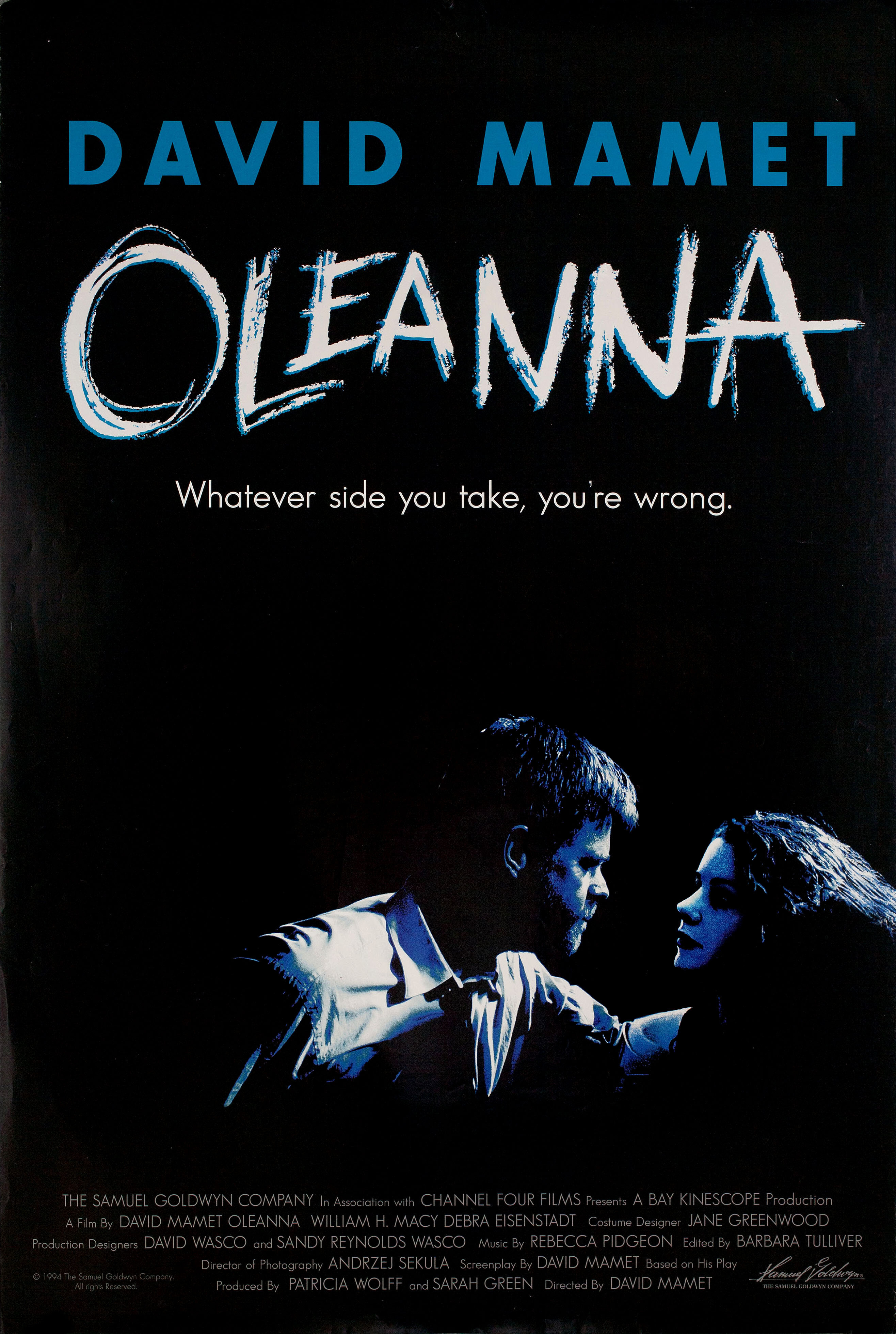 Олеанна (Oleanna, 1994), режиссёр Дэвид Мэмет, британский постер к фильму, 1994 год