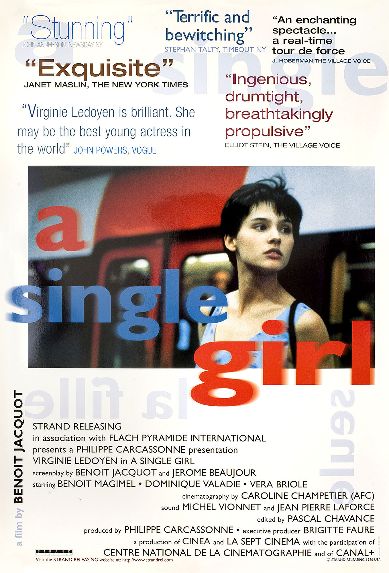 Одинокая девушка (A Single Girl, 1995), режиссёр Бенуа Жако, американский постер к фильму, 1996 год