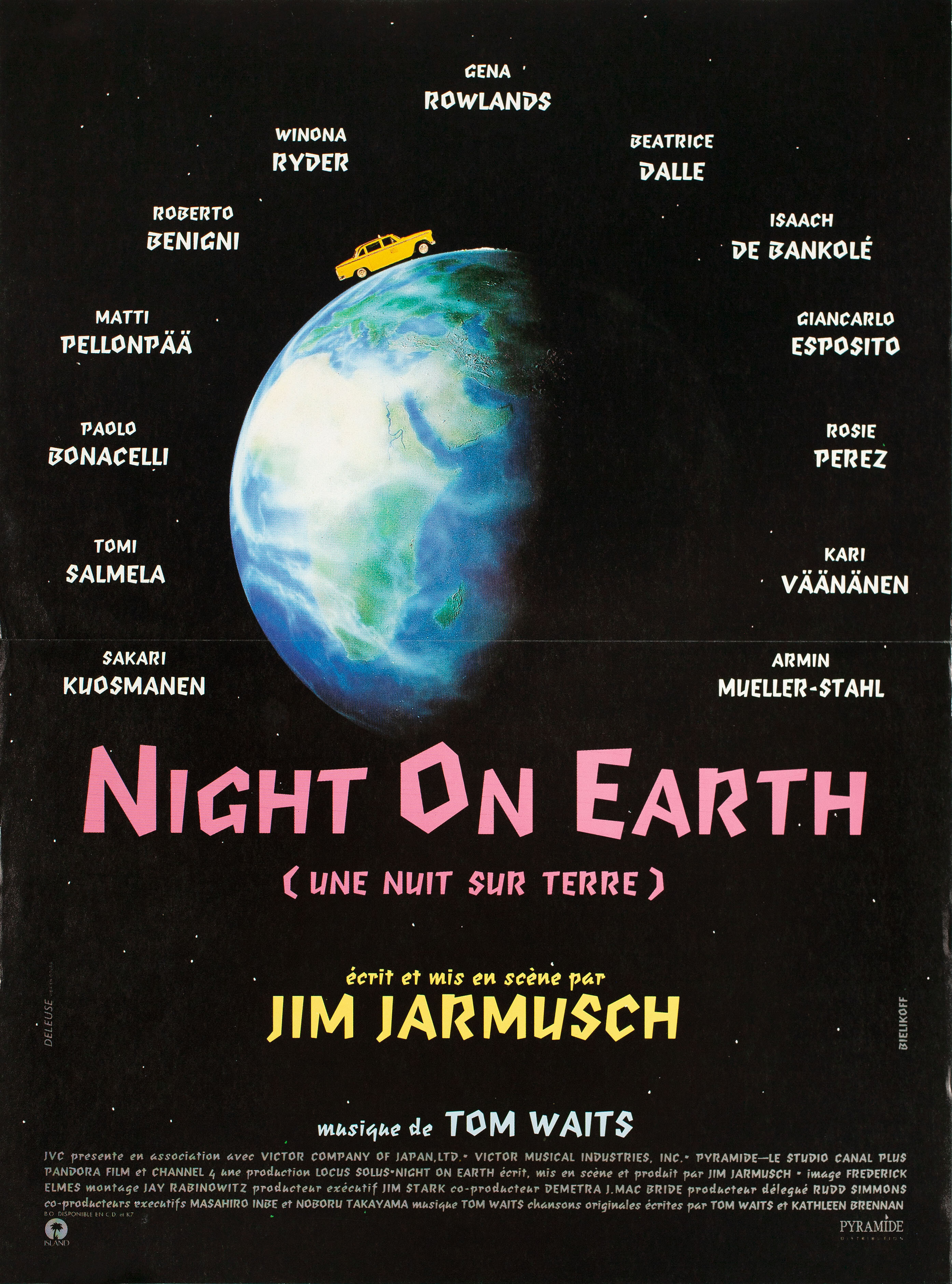 Ночь на Земле (Night on Earth, 1991), режиссёр Джим Джармуш, французский постер к фильму, 1991 год